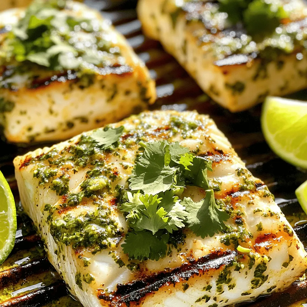 - 4 fillets of firm white fish (such as tilapia or snapper) - 1/4 cup fresh cilantro, finely chopped - 3 tablespoons fresh lime juice (about 2 limes) - 1 teaspoon lime zest (grated outer peel of 1 lime) - 2 cloves garlic, minced - 1 teaspoon ground cumin - 1/2 teaspoon chili powder - 1/2 teaspoon sea salt - 1/4 teaspoon freshly ground black pepper - 2 tablespoons extra virgin olive oil - Lime wedges, for serving To make your cooking easy, know that volume is not the same as weight. A cup of cilantro weighs less than a cup of water. Use a kitchen scale for best results. If you do not have cilantro, try using parsley. It has a fresh taste too. For fish, you can use salmon or cod. Both offer a different flavor and texture. You can find the full recipe for cilantro lime grilled fish above. To start, mix the marinade ingredients thoroughly. In a small bowl, combine the chopped cilantro, lime juice, lime zest, minced garlic, ground cumin, chili powder, sea salt, black pepper, and olive oil. This mix brings bright flavors to your fish. Make sure everything blends well for consistent taste. If you want a smoother texture, you can whisk it faster. Next, we need to marinate the fish. Place the fillets in a shallow dish or a resealable plastic bag. Pour the marinade over the fish. Ensure each piece is evenly coated. This step is key for great flavor. Cover the dish or seal the bag, then refrigerate for at least 30 minutes. If you have more time, letting it sit for up to 2 hours works wonders. Now, let’s get to grilling. Preheat your grill to medium-high heat. If you use a grill pan, lightly coat it with oil. This helps prevent sticking and gives you nice grill marks. After marinating, take the fish out of the fridge. Let excess marinade drip off before placing the fillets on the hot grill. Cook for about 3-4 minutes on each side. The fish is done when it flakes easily with a fork and has lovely grill marks. Finally, it’s time to serve. Transfer the grilled fish to a plate and let it rest for a couple of minutes. This helps keep it juicy. Garnish with fresh cilantro for a pop of color. Serve with lime wedges to add more citrus flavor. Pair the fish with a light salad or coconut rice. These sides enhance the dish and create a refreshing meal. For the full recipe, you can check the earlier section. To make great grilled fish, start with the right temperature. Preheat your grill to medium-high heat. You want it hot enough to sear the fish, but not so hot that it burns. A good way to test is to hold your hand above the grill. If you can only keep it there for 2-3 seconds, you’re ready to go. You can know your fish is done when it flakes easily with a fork. Look for a nice, opaque color too. If it looks shiny and translucent, it needs more time. To boost lime and cilantro flavors, use fresh herbs and juice. They pack more punch than dry spices. When you chop cilantro, do it just before you use it. This keeps it fresh and bright. For lime, always use fresh juice instead of bottled. The taste is far better! If you have to use dried spices, use less. They are stronger than fresh. A little goes a long way. To make quick weeknight meals, prep in advance. You can marinate your fish the night before. Just put it in the fridge, and it’s ready to cook when you are. Portion control is also key. When you prepare your fish, cut it into serving sizes. This way, you can grab just what you need. Less waste means more meals! For the full recipe, check out the instructions above. Happy grilling! {{image_4}} You can change the citrus in this dish. Instead of lime, try orange or lemon. Each option brings a fresh twist. If you like heat, add jalapeños to the marinade. This will spice things up! You can slice them thin or add them whole. Either way, it gives a nice kick. Grilling is great, but you have options. You can bake or broil the fish for a different flavor. Baking keeps the fish moist, while broiling gives it a nice crust. If you prefer, pan-searing is also a good choice. It allows you to control the heat better and adds a lovely brown color. How you serve the fish can change the meal. Use different sauces or dressings. A mango salsa or a creamy avocado sauce adds flavor and fun. You can also change up the sides. Pair the fish with rice, salad, or grilled veggies from other cuisines. Each side will bring new tastes and textures to your meal. To keep your cilantro lime grilled fish fresh, store it in the fridge. Use an airtight container to seal in the flavors. This helps prevent the fish from drying out. Properly stored, the fish stays good for up to three days. If you want to keep it longer, consider freezing it. Just wrap each fillet tightly in plastic wrap before placing it in a freezer bag. This way, the fish can last for about two months in the freezer without losing its taste. When it comes to reheating grilled fish, you want to avoid drying it out. One great method is to use the oven. Preheat it to 350°F (175°C). Place the fish on a baking sheet and cover it with foil. This keeps the moisture in while it warms up. Heat for about 10-15 minutes, or until it’s hot throughout. You can also use the microwave. Just place the fish on a microwave-safe plate and cover it with a damp paper towel. Heat for short bursts of 30 seconds until warm. For both methods, choose storage containers that are airtight and microwave-safe. This ensures the fish stays fresh and tasty when you reheat it. Want to keep things simple? Just heat what you need, so you don’t have to reheat all the leftovers at once. Enjoy your meal! For the full recipe, check out the complete details above. When choosing fish for grilling, look for firm white fish. Some great options are: - Tilapia - Snapper - Halibut - Mahi-mahi These fish hold up well on the grill. They have a mild taste that pairs nicely with the cilantro and lime. Freshness is key, so choose fish that smells clean and has bright, clear eyes. Yes, you can prepare this recipe ahead of time. Marinate the fish for at least 30 minutes. For more flavor, marinate for up to 2 hours. If you plan to prep ahead, keep the marinated fish in the fridge. This makes cooking quick and easy when you're ready to grill. You can serve this fish with many delicious sides. Here are some ideas: - A light green salad with a citrus dressing - Coconut rice for a tropical touch - Grilled veggies like zucchini and bell peppers - Quinoa salad for a hearty complement These sides will enhance the fresh flavors of your grilled fish. To check if your fish is done, look for a few signs: - The fish should flake easily with a fork. - It should have nice grill marks. - The inside should be opaque, not translucent. Cooking times can vary, but aim for about 3-4 minutes per side. This ensures a perfect, juicy result. This recipe for cilantro lime grilled fish is simple yet packed with flavor. You learned about the essential ingredients and how to prepare them. The step-by-step instructions guide you through marinating and grilling with ease. We explored tips to enhance flavors and variations to keep things fresh. Remember, grilling is both an art and a science. With practice, you can master it. Enjoy your meal prep and have fun experimenting with different flavors. Now go create a delicious dish that will impress your family or friends!