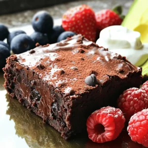- 1 ripe avocado, peeled and pitted - 1/2 cup unsweetened cocoa powder - 1/2 cup maple syrup or honey - 1/4 cup almond butter or peanut butter - 1/2 cup whole wheat flour - 1/2 teaspoon baking soda - 1/4 teaspoon salt - 1 teaspoon pure vanilla extract - 1/2 cup dark chocolate chips The key ingredient here is the avocado. Why choose avocado for brownies? It adds creaminess and healthy fats. This makes the brownies moist without extra oil. Next, we have cocoa powder. It gives the brownies a rich chocolate taste. The maple syrup or honey acts as a natural sweetener. I prefer maple syrup for its unique flavor. Almond butter or peanut butter brings a nutty taste. Whole wheat flour adds fiber, making these brownies healthier. Baking soda helps the brownies rise. Salt enhances all the flavors. Finally, dark chocolate chips are a must for that gooey chocolate burst. Using avocado offers many perks. It is rich in vitamins and healthy fats. These fats can help lower bad cholesterol. The fiber in avocado also aids digestion. Cocoa powder is full of antioxidants. It can improve heart health while making brownies delicious. Maple syrup is a lower glycemic option. It can provide a steady energy boost without a sugar crash. Switching to whole wheat flour adds more nutrients. It has more fiber than white flour. This helps keep you full longer. If you need gluten-free options, use almond flour instead of whole wheat. It works well and keeps the taste rich. For a vegan-friendly version, replace honey with maple syrup. Use a nut butter that fits your diet. You can also find dairy-free chocolate chips easily. These easy swaps ensure everyone can enjoy these healthy chocolate avocado brownies! - Preheat your oven to 350°F (175°C). - Line an 8x8 inch baking pan with parchment paper. Leave some paper hanging over the edges. This helps with easy removal later. - Take your ripe avocado and mash it in a bowl. You want it smooth and creamy. You can also use a food processor for this step. - In the same bowl, add maple syrup (or honey), almond butter, and vanilla extract. Mix until everything is blended well. - In a different bowl, whisk together cocoa powder, whole wheat flour, baking soda, and salt. Make sure these dry ingredients are mixed well. - Gradually add the dry mix to the wet mix. Stir gently until just combined. It’s okay to have a few lumps; this helps keep the brownies soft. - Fold in dark chocolate chips so they are evenly spread in the batter. - Pour the batter into your prepared pan. Use a spatula to smooth it out evenly. - Place the pan in your oven. Bake for 20-25 minutes. - To check if they are done, insert a toothpick into the center. It should come out with a few moist crumbs but not wet batter. - Once baked, let the brownies cool in the pan on a wire rack for 15 minutes. Use the parchment paper to lift them out. Let them cool further before cutting into squares. Enjoy making these Healthy Chocolate Avocado Brownies with the [Full Recipe]. To make your brownies just right, avoid overmixing. When you combine wet and dry ingredients, mix gently. A few lumps are okay. This keeps your brownies soft and fudgy. Even baking is also key. Make sure to spread the batter evenly in the pan. This helps them bake at the same time. For a lovely presentation, dust the brownies with cocoa powder or powdered sugar. You can also serve them with fresh berries. A dollop of yogurt adds creaminess and balances the rich chocolate. These simple touches make your brownies look great on any plate. You can boost the taste of your brownies easily. Try adding spices like cinnamon or a pinch of sea salt. A splash of almond or peppermint extract gives a fun twist. Using flavored chocolate chips adds another layer of taste. Think about using orange or hazelnut chips for a unique flavor profile. Check out the Full Recipe for more ideas! {{image_4}} To make these brownies gluten-free, swap whole wheat flour for almond flour or coconut flour. These options keep the texture rich and moist while avoiding gluten. Just remember to adjust the amount, as almond flour is more absorbent. For a vegan twist, replace honey with maple syrup. You can also use a plant-based nut butter, like almond or sunflower seed butter, instead of peanut butter. This keeps the flavor intact without any animal products. You can add a fresh twist to these brownies by mixing in mint extract. Use about 1 teaspoon of pure mint extract for a refreshing flavor. This makes mint chocolate avocado brownies that are perfect for any mint lover! Another fun option is to create a peanut butter swirl. Drop spoonfuls of peanut butter into the brownie batter before baking. Use a knife to swirl it around for a beautiful marbled look. This adds a delicious peanut flavor that pairs well with chocolate. If you want to change the serving size, you can easily convert the recipe. For a smaller batch, halve the ingredients. Use a smaller pan, like 6x6 inches, and keep an eye on the baking time. Smaller brownies will bake faster. You can also bake these brownies in a larger pan for thinner squares. A 9x13 inch pan works well, but adjust the baking time to about 15-20 minutes. Check for doneness with a toothpick, just like before. For the full recipe, check out the details above! To keep your brownies fresh, store them in an airtight container. This prevents air from making them dry. You can also place a slice of bread in the container. The bread helps maintain moisture. Always let brownies cool before storing. This avoids steam build-up, which can make them soggy. If you want to freeze brownies, first cut them into squares. Wrap each piece tightly in plastic wrap. Then, place them in a freezer-safe bag or container. This helps avoid freezer burn. When you're ready to eat them, just take out a piece and let it thaw at room temperature. You can also warm them in the microwave for a few seconds. Brownies last about 3-4 days at room temperature. If you see any mold, throw them away. To keep them fresh longer, refrigerate or freeze them. Refrigeration can extend their life to about a week. For best taste, enjoy them within a few days. For the full recipe, check out the provided details. Can I use ripe bananas instead of avocado? Yes, you can use ripe bananas. They add sweetness and moisture. However, the flavor changes slightly. Bananas may make the brownies taste fruitier. If you love banana, give it a try! How can I make these brownies less sweet? To reduce sweetness, cut back on the maple syrup or honey. You can also swap some sweetener for unsweetened applesauce. This keeps the texture but lowers the sugar. What is the best way to test brownies for doneness? The best way is to use a toothpick. Insert it in the center. If it comes out with a few moist crumbs, the brownies are done. If it has wet batter, bake a bit longer. Can these brownies be made without flour? Yes, you can make them without flour. Use a blend of nut flour or almond flour instead. This gives a nutty flavor and keeps the brownies moist. How many calories are in a serving? Each brownie has about 100 calories. This can change based on the ingredients you use. For example, using less sweetener or different nut butter may alter the calorie count. What are good dairy-free alternatives for chocolate chips? Look for dairy-free dark chocolate chips. Many brands make these with coconut or almond milk. You can also chop up a dairy-free chocolate bar for chunks. In this article, I covered a delicious brownie recipe that uses healthy ingredients. You learned about the key components, their nutritional benefits, and how to adapt the recipe for dietary needs. I shared step-by-step instructions for baking these brownies to perfection. With tips on flavor and texture, you can create the best version. Remember to store your leftovers properly to keep them fresh. Enjoy baking these brownies, knowing they are a tasty treat that can fit your diet!