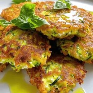 To make Zucchini Ricotta Fritters, gather these simple ingredients: - 2 medium zucchinis, grated - 1 cup ricotta cheese - 1/2 cup all-purpose flour - 2 large eggs, beaten - 1/4 cup grated Parmesan cheese - 2 green onions, finely chopped - 1/2 teaspoon garlic powder - Salt and pepper, to taste - Olive oil, for frying - Fresh basil or parsley, for garnish These ingredients work together to create crispy, tasty fritters that everyone will love. The fresh zucchini adds moisture and flavor, while the ricotta cheese gives a creamy texture. Using grated Parmesan cheese enhances the savory taste of the fritters. Make sure to squeeze out as much moisture from the zucchini as you can. This step is key to ensure your fritters do not get soggy. You can use a clean kitchen towel for this. Want to dive deeper into making these fritters? Check out the Full Recipe for all the steps! Start by grating the zucchinis. You can use a box grater or a food processor. After grating, place the zucchini in a clean kitchen towel. Gather the towel around the zucchini and twist it. This will help squeeze out the extra moisture. Removing moisture is key. It keeps the fritters from becoming soggy. In a large bowl, combine the drained zucchini, ricotta cheese, flour, and beaten eggs. Add grated Parmesan, chopped green onions, garlic powder, salt, and pepper. Use a sturdy spoon to mix everything. The batter should be slightly chunky, not too smooth. This texture helps the fritters hold their shape when cooking. Heat a non-stick skillet over medium heat and add a few tablespoons of olive oil. Let the oil heat until it shimmers. Once hot, drop spoonfuls of batter into the skillet. Gently flatten each fritter with a spoon. Cook them for about 3-4 minutes on each side. They should turn golden brown and crispy. Don't overcrowd the skillet. If needed, cook in batches. After cooking, place the fritters on a plate lined with paper towels. This will absorb any excess oil. Serve warm with chopped basil or parsley for a fresh touch. To make your fritters crispy, start by removing moisture. Zucchini has a lot of water. When you grate it, you must squeeze it in a towel. This helps the fritters stay firm. Next, heat your oil until it shimmers. A hot skillet cooks the fritters quickly and keeps them crispy. If the oil is not hot enough, they can soak up too much oil and become soggy. Herbs and spices can elevate your fritters. I love adding fresh basil or parsley for brightness. You can also try a pinch of red pepper flakes for heat. For dips, a tangy yogurt sauce pairs well. You can also serve them with a tasty marinara. These additions make each bite even better. Avoid overcrowding your skillet. Too many fritters at once can lower the heat. This can lead to uneven cooking. Instead, cook them in small batches. Keep the cooked fritters warm by placing them on a plate in a low oven. This way, they stay warm and crisp until you serve them. {{image_4}} You can change the taste of your fritters easily. Try adding different cheeses like feta or mozzarella. You can also mix in finely chopped veggies such as bell peppers or spinach. Fresh herbs like dill or thyme add a nice touch too. These small changes can create a whole new snack experience. If you need a gluten-free version, use almond flour or coconut flour instead of all-purpose flour. Both options work well and will keep your fritters light and crispy. Just be sure to adjust the amount used, as these flours can absorb moisture differently. For a vegan twist, replace the ricotta with a plant-based cheese. Flaxseed meal can work well as an egg substitute. Just mix one tablespoon of flaxseed with three tablespoons of water and let it sit for a few minutes. If you want low-carb fritters, swap the flour for grated cauliflower. This keeps the fritters tasty while cutting down on carbs. For the full recipe, check out the [Full Recipe]. To keep your zucchini ricotta fritters fresh, you should refrigerate them. Place the leftover fritters in an airtight container. This helps prevent them from drying out. Make sure to layer them with paper towels to absorb extra moisture. You can store them for up to three days in the fridge. If you want to save some for later, freezing is a great option. First, let the fritters cool completely. Then, place them in a single layer on a baking sheet. Freeze them for about one hour. This step helps them keep their shape. After they are frozen, transfer them to a freezer bag. Label the bag with the date. They can stay good for up to two months. When you’re ready to eat your frozen fritters, reheat them in the oven. Preheat the oven to 375°F (190°C). Place the fritters on a baking sheet and bake for about 15-20 minutes. This method will help them regain their crispy texture. Enjoy your tasty snack! For the full recipe, check out the detailed instructions above. Yes, you can bake them! Place the fritters on a baking sheet lined with parchment paper. Brush them lightly with olive oil. Bake at 400°F for about 20-25 minutes. Flip them halfway through to get both sides crispy. To reheat, use an oven or an air fryer. Preheat the oven to 350°F. Place the fritters on a baking sheet and bake for about 10 minutes. This will keep them crispy. You can make the batter ahead of time! Store it in the fridge for up to 24 hours. Just remember to mix it again before cooking. The moisture from the zucchini can settle. Fritters are done when they are golden brown and crispy on both sides. You can also gently press them. If they feel firm and do not sink, they are ready. Yes, they are great for meal prep! You can cook them and store in the fridge for up to 3 days. They make a tasty snack or meal addition. For more details, check the Full Recipe. Zucchini ricotta fritters are a simple and tasty snack. You can enjoy them any time of the day. Here’s how to make them: - 2 medium zucchinis, grated - 1 cup ricotta cheese - 1/2 cup all-purpose flour - 2 large eggs, beaten - 1/4 cup grated Parmesan cheese - 2 green onions, finely chopped - 1/2 teaspoon garlic powder - Salt and pepper, to taste - Olive oil, for frying - Fresh basil or parsley, for garnish To start, I recommend grating the zucchinis. Use a box grater or food processor to make it quick. After grating, take a clean kitchen towel. Place the zucchini in the middle and twist the towel. This helps squeeze out extra moisture. It’s important to do this step to keep your fritters crispy. Next, grab a large mixing bowl. Add the drained zucchini, ricotta cheese, flour, beaten eggs, Parmesan, green onions, garlic powder, and some salt and pepper. Mix everything well with a spatula. The batter should feel a bit chunky. Now, heat a non-stick skillet over medium heat. Drizzle in some olive oil to coat the bottom. Let the oil heat until it looks shiny. This ensures a nice fry for your fritters. Once the oil is hot, drop spoonfuls of the batter into the skillet. Use the back of a spoon to flatten each fritter a bit. This helps them cook evenly. Fry for about 3-4 minutes on each side. You want them golden brown and crispy. Don’t overcrowd the skillet; work in batches if needed. When done, transfer the fritters to a plate lined with paper towels. This will soak up any extra oil. Serve them warm, topped with fresh basil or parsley. These toppings add a lovely touch to your dish. For the full recipe, check out the detailed instructions above. Enjoy making these tasty treats! In this blog post, we covered how to make Zucchini Ricotta Fritters from start to finish. We shared a list of simple ingredients and provided step-by-step cooking instructions. You learned tips to ensure crispiness and explored tasty variations. Storing and reheating tips were also discussed to help keep your fritters fresh. Overall, these fritters are easy to make and delicious. They offer a healthy twist for any meal. Enjoy experimenting with different flavors and variations!