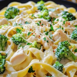 - 8 oz fettuccine or penne pasta - 1 lb boneless, skinless chicken breasts, diced - 2 cups fresh broccoli florets - 1 cup heavy cream - 2 tablespoons extra virgin olive oil - 3 garlic cloves, finely minced - 1 cup freshly grated Parmesan cheese - Sea salt and freshly cracked black pepper to taste - Optional: 1/4 teaspoon red pepper flakes - Fresh parsley for garnish When I cook chicken and broccoli pasta, I focus on fresh ingredients. The pasta base is the heart of the dish. You can use fettuccine or penne, whichever you prefer. I often choose penne for its fun shape that holds the sauce well. For the protein, I rely on boneless, skinless chicken breasts. I dice them into bite-sized pieces. This helps them cook evenly and makes each bite perfect. Fresh broccoli florets add color and nutrition. They also bring a nice crunch to the meal. The heavy cream gives the sauce its rich texture. It makes the dish feel indulgent yet comforting. I always have some on hand for recipes like this. Next, I turn to seasonings. Extra virgin olive oil brings a fruity flavor. I use minced garlic for a punch of taste. Freshly grated Parmesan cheese adds depth and creaminess. I sprinkle in sea salt and black pepper to enhance all the flavors. If you like heat, add red pepper flakes for a spicy kick. Finally, fresh parsley gives a lovely pop of green when I serve the dish. That’s the lineup for my savory chicken and broccoli pasta. For the full recipe, check out the complete guide. - Boil salted water in a large pot. - Add 8 oz of fettuccine or penne pasta. - Cook according to the package instructions until al dente. - During the last 3-4 minutes, add 2 cups of fresh broccoli florets. - Drain the pasta and broccoli and set aside. - Heat 2 tablespoons of extra virgin olive oil in a skillet. - Add 1 lb of diced boneless, skinless chicken breasts. - Season with sea salt and freshly cracked black pepper. - Cook for 5-7 minutes until the chicken turns golden. - Lower the heat to medium. - Sauté 3 minced garlic cloves until fragrant. - Pour in 1 cup of heavy cream and stir gently. - Let it simmer for 2-3 minutes to thicken. - Gradually mix in 1 cup of grated Parmesan cheese until melted. - Toss the drained pasta and broccoli into the skillet. - Use tongs to mix until well-coated with the sauce. - Warm everything through for an additional minute. For the full recipe, check out the complete instructions. Enjoy your cooking! To make your sauce smooth, start with heavy cream. Heat it gently, stirring often. If it looks too thick, add a splash of pasta water. This helps loosen things up. For a creamy texture, stir in cheese slowly. Avoid clumps by grating cheese fresh. Pre-packaged cheese has anti-caking agents that can cause clumps. Spices can change everything. Try adding a pinch of nutmeg. It adds warmth and depth. Fresh herbs also brighten the dish. Basil or thyme work well. When choosing Parmesan, go for the real deal. Freshly grated cheese has more flavor than pre-shredded. Look for a block of cheese and grate it yourself for the best taste. Cooking chicken well is key. Cut it into small pieces for even cooking. Sear it until golden brown. This adds flavor and texture. For pasta, use a large pot of water and plenty of salt. This keeps the pasta from sticking. Cook it al dente, so it has a slight bite. Remember, the pasta will cook a bit more when mixed with the sauce. For more details, check the Full Recipe above. {{image_4}} You can swap chicken for shrimp or tofu in this dish. Shrimp cooks quickly and adds a nice touch. If you choose tofu, use firm tofu for the best texture. Just like chicken, you should season them well. Combining shrimp and chicken gives you a hearty meal. Mix flavors and textures for a fun twist. Adding vegetables like bell peppers, peas, or spinach boosts nutrition. Bell peppers bring a sweet crunch. Peas add a pop of color and sweetness. Spinach adds a lovely green touch. You can also try seasonal veggies like asparagus in spring or squash in fall. Each choice adds excitement and flavor. To lighten the dish, use low-fat cream instead of heavy cream. This keeps the creamy texture while reducing calories. For a dairy-free option, try using coconut milk or almond milk. These alternatives still give a rich flavor without the dairy. Both options let you enjoy the dish in different ways. For the full recipe, check out the detailed instructions to create this creamy delight. To keep your Chicken and Broccoli Pasta fresh, store leftovers in an airtight container. This method prevents moisture loss and keeps flavors intact. You should place the pasta in the fridge within two hours of cooking. Properly stored, the dish will stay good for about three to four days. When you're ready to eat, just reheat it in a pan or microwave until hot. If you want to save some for later, freezing is a great option. First, let the pasta cool to room temperature. Then, portion it into freezer-safe containers. Make sure to leave some space at the top, as the pasta will expand when frozen. You can freeze it for up to three months. To reheat, transfer the pasta from the freezer to the fridge the night before. This allows it to thaw slowly. When you're ready to enjoy, heat it in a saucepan over low heat. Adding a splash of cream or milk helps maintain the creamy texture. Stir gently until it’s warmed through. You can use various ingredients instead of heavy cream. Here are a few options: - Milk and Flour: Mix 1 cup of milk with 2 tablespoons of flour. This gives a creamy texture. - Greek Yogurt: Use 1 cup of Greek yogurt for a tangy flavor and creamy feel. - Coconut Milk: For a dairy-free option, coconut milk is great. It adds a unique taste. - Nut Milk: Almond or cashew milk can work too. Just add some flour to thicken it. These alternatives help you keep the dish creamy without heavy cream. Yes, you can make Chicken and Broccoli Pasta ahead of time. Here are some tips: - Cook the Pasta and Chicken: You can cook the pasta and chicken a day before. Store them separately. - Prepare the Sauce: Make the creamy sauce and store it in the fridge. Keep it in an airtight container. - Combine Before Serving: When you're ready to eat, reheat the chicken and pasta. Add the sauce and broccoli at the last moment to keep it fresh. This way, you save time while enjoying a delicious meal. Reheating leftovers can be easy. Here are the best methods: - Stovetop: Heat a skillet over medium heat. Add a splash of water or broth with the pasta. Stir until warm. - Microwave: Place the pasta in a microwave-safe dish. Cover it with a damp paper towel to keep moisture. Heat in short bursts until warm. - Oven: Preheat the oven to 350°F (175°C). Place the pasta in an oven-safe dish, cover with foil, and heat for about 15 minutes. These methods keep the dish tasty and prevent it from drying out. Enjoy your creamy chicken and broccoli pasta! For the full recipe, check out the details above. This blog post showed you how to make a delicious Chicken and Broccoli Pasta dish. You learned about the main ingredients, step-by-step cooking instructions, and helpful tips for perfecting the meal. You also discovered fun variations and how to store leftovers well. Keep experimenting with flavors and ingredients. Cooking allows creativity. I hope you enjoy making this dish as much as I do!