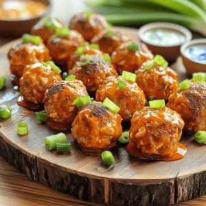 To make these tasty buffalo chicken meatballs, you'll need: - 1 pound ground chicken - 1/2 cup breadcrumbs - 1/4 cup grated Parmesan cheese - 1/4 cup buffalo sauce (plus extra for serving) - 1/4 cup finely chopped green onions - 1 large egg - 1 teaspoon garlic powder - 1 teaspoon onion powder - 1/2 teaspoon salt - 1/2 teaspoon black pepper These ingredients blend to create a juicy, flavorful bite. The ground chicken keeps the meatballs light. Breadcrumbs help hold them together. Finally, the buffalo sauce brings that spicy kick. If you want more depth, consider adding: - 1/4 teaspoon cayenne pepper for added heat This optional ingredient can spice things up. Adjust it based on your taste. To make the process easy, gather these tools: - Baking sheet - Parchment paper - Mixing bowl - Measuring cups and spoons - Spoon or spatula - Oven thermometer Having the right tools makes cooking smoother. A baking sheet lined with parchment paper helps with cleanup. A mixing bowl is key for combining all your ingredients. Check out the Full Recipe for detailed steps and tips. Enjoy your cooking! First, preheat your oven to 400°F (200°C). This step is key for cooking the meatballs evenly. Next, line a baking sheet with parchment paper. This prevents sticking and makes cleanup easy. In a large mixing bowl, combine the following ingredients: - 1 pound ground chicken - 1/2 cup breadcrumbs - 1/4 cup grated Parmesan cheese - 1/4 cup buffalo sauce - 1/4 cup finely chopped green onions - 1 large egg - 1 teaspoon garlic powder - 1 teaspoon onion powder - 1/2 teaspoon salt - 1/2 teaspoon black pepper - Optional: 1/4 teaspoon cayenne pepper Use your hands or a spatula to mix the ingredients. Be gentle and mix until just combined. Overmixing can make the meatballs tough. With slightly damp hands, shape the mixture into meatballs. Aim for each meatball to be about 1.5 inches wide. Place them on the prepared baking sheet. Make sure to leave some space between each meatball. This helps them cook through evenly. Bake the meatballs for 20 to 25 minutes. They should be fully cooked and golden brown. Use a meat thermometer to check. The internal temperature should reach 165°F (74°C). After baking, brush the meatballs with more buffalo sauce. This adds extra flavor! Serve them hot with your favorite dipping sauces. Enjoy this tasty dish! To keep your meatballs moist, do not overmix the ingredients. Mix until just combined. Use ground chicken with some fat for better flavor and moisture. Adding breadcrumbs helps too. It absorbs moisture during cooking. You can also add a bit more buffalo sauce for extra juiciness. Buffalo chicken meatballs shine when served with creamy ranch or tangy blue cheese dressing. These dips cool the heat and enhance the flavor. You can serve them as appetizers or a main dish. Pair them with crisp veggies like carrots and celery for crunch. For a fun twist, try them on sliders with lettuce and tomato. For a great look, arrange the meatballs on a nice platter. Drizzle more buffalo sauce over the top for color. Sprinkle freshly chopped green onions for a pop of green. Add small bowls of dips on the side. This not only looks good but also makes it easy for guests to serve themselves. Check out the Full Recipe for more details on making these tasty meatballs! {{image_4}} You can change the flavor of your buffalo chicken meatballs easily. Try different sauces to mix things up. For a sweeter taste, add honey to your buffalo sauce. If you like a smoky flavor, use smoked paprika. You can also mix in some sriracha for a spicy twist. Want to try a different sauce? Use teriyaki or barbecue sauce instead. These options can create a fun fusion dish. Don't be afraid to experiment with spices. Adding herbs like oregano or thyme can bring new life to the meatballs. Making gluten-friendly buffalo chicken meatballs is simple. Just swap out the breadcrumbs for crushed gluten-free crackers or ground oats. This keeps your meatballs tasty while being gluten-free. For a low-carb version, use almond flour instead of breadcrumbs. You can also skip the breadcrumbs altogether for a meatball that is lower in carbs. This change will still give you a great texture. Buffalo chicken meatballs make a great main dish. Serve them with healthy sides for a balanced meal. Fresh veggies like carrots and celery pair nicely. You can also add a salad for a refreshing touch. For something warm, consider mashed potatoes or rice. These sides soak up any extra sauce. If you want a quick meal, serve them in a sandwich. Just place the meatballs in a bun with some sauce and lettuce. Need a full recipe? Check out the complete guide for buffalo chicken meatballs! After enjoying your buffalo chicken meatballs, store the leftovers in an airtight container. Let the meatballs cool to room temperature before sealing them. This keeps them fresh in the fridge for up to three days. If you want to save them longer, freezing is a great option. To freeze your buffalo chicken meatballs, first, let them cool completely. Arrange the meatballs in a single layer on a baking sheet. Freeze them for about an hour until firm. Then, transfer the meatballs to a freezer-safe bag. This method prevents them from sticking together. You can store them in the freezer for up to three months. When you’re ready to enjoy them, just thaw overnight in the fridge. Reheating your buffalo chicken meatballs is simple. The oven is the best method. Preheat the oven to 350°F (175°C). Place the meatballs on a baking sheet and cover them with foil. Heat for about 15-20 minutes, or until warmed through. You can also microwave them. Place a few meatballs on a microwave-safe plate and cover with a damp paper towel. Heat in 30-second intervals until hot. For a tasty touch, brush them with extra buffalo sauce before serving. Enjoy your flavorful meal! You can tell the meatballs are done when they reach 165°F (74°C). Use a meat thermometer to check. The outside should look golden brown. If you cut one open, the inside should not be pink. Watching for these signs helps ensure your meatballs are safe to eat. Yes, you can make the meatballs ahead of time. Prepare them and place them in the fridge for up to 24 hours. When ready, bake them as directed. You can also freeze the raw meatballs for later. Just thaw and cook when you are ready to enjoy them. Buffalo chicken meatballs pair well with many sides. Consider serving them with: - Creamy ranch dressing - Tangy blue cheese dressing - Celery sticks - Carrot sticks - Fresh salad These sides balance the spicy flavor of the meatballs. For a heartier meal, serve them with rice or pasta. For the full recipe, refer back to the main article. You now know how to make tasty Buffalo Chicken Meatballs. We covered key ingredients, helpful tips, and tasty variations. With the right techniques, you can avoid dry meatballs and impress at any meal. Don't hesitate to experiment with sauces or sides to make the dish your own. Remember to store leftovers well for later enjoyment. Now, get in the kitchen and create some delicious meatballs that everyone will love!