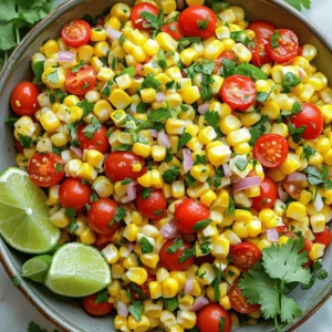 Fresh corn is the star of this salad. Use about 3 cups of corn kernels, which equals around 4 ears of corn. To get the best flavor, choose corn that is sweet and crisp. You can also use frozen corn, but fresh offers a better taste and texture. This salad needs vibrant veggies for color and crunch: - 1 cup cherry tomatoes, halved - 1 red bell pepper, diced - 1/2 red onion, finely chopped - 1 jalapeño pepper, minced (remove seeds for less heat) - 1/4 cup fresh cilantro, chopped These veggies add freshness and a mix of flavors. The tomatoes bring sweetness, while the jalapeño offers a nice kick. The dressing ties everything together. Here’s what you need: - 1/4 cup freshly squeezed lime juice (about 2 limes) - 2 tablespoons extra virgin olive oil - 1 teaspoon ground cumin - Salt and black pepper to taste This zesty dressing balances the sweet corn and veggies. The lime juice adds brightness, while cumin gives depth. Check out the [Full Recipe] for detailed instructions on making this delicious Zesty Corn Salad! To start, you need fresh corn. If you have fresh corn, fill a large pot with water. Bring it to a rolling boil. Once it boils, add the corn cobs and blanch them for about 3 minutes. After that, take them out and let them cool. When cool, cut the kernels off the cobs with a sharp knife. If you want to use frozen corn, just thaw it and drain any extra liquid. In a big mixing bowl, combine the corn kernels with cherry tomatoes, red bell pepper, and red onion. Make sure to mix them well. This way, you spread the flavors evenly throughout the salad. Take a small mixing bowl to prepare the dressing. Whisk together freshly squeezed lime juice, olive oil, ground cumin, and some salt and black pepper. Mix until all the ingredients blend together well. This zesty dressing will bring everything to life. Now, drizzle the dressing over your mixed vegetables. Gently toss everything together so that all the ingredients get coated in the dressing. This step is key for flavor. Taste the salad and adjust the seasoning if needed. If you want more zing, add more lime juice or salt. For the best flavor, let the salad sit for at least 15 minutes before serving. This wait helps the flavors mix well. You can find the full recipe for Zesty Corn Salad with a Kick! to guide you through the steps. To enhance the taste of your zesty corn salad, let it rest. After mixing, cover it and chill for at least 15 minutes. This time allows the flavors to blend. The lime juice and spices soak into the corn and veggies. You will notice a big difference in taste. If you have more time, letting it sit for an hour is even better. You can swap some ingredients based on your taste. Don’t have fresh corn? Use canned or frozen corn instead. If you want a milder flavor, skip the jalapeño or use a bell pepper. You can also replace cilantro with parsley or green onions if you prefer. For a tangy twist, try lemon juice instead of lime juice. Get creative with what you have on hand! A good-looking salad makes it more fun to eat. Serve your corn salad in a bright bowl. Top it with extra cilantro leaves for color. Add lime wedges on the side for a fresh touch. For a fun idea, layer the salad in mason jars. This not only looks nice but makes serving easy. Plus, it’s perfect for picnics or gatherings. Check out the Full Recipe for more ideas to impress your guests! {{image_4}} You can add protein to your zesty corn salad for more flavor and nutrition. Grilled chicken or shrimp works great. You can also use black beans for a plant-based option. Just rinse and drain a can of beans. Mix them in with the veggies for a hearty meal. Feel free to play with the veggies. You can use cucumbers for a cool crunch. Avocado adds creaminess and healthy fats. Try adding radishes for a peppery bite, or corn peppers for more heat. Any colorful veggie will brighten your dish and add taste. Switch up the dressing to keep things fresh. Try adding honey for sweetness or garlic for a kick. A splash of balsamic vinegar can bring a lovely tang. If you're feeling adventurous, mix in some salsa or a dash of hot sauce for extra zest. Explore the full recipe for more ideas! You can store Zesty Corn Salad in the fridge. Place it in an airtight container. This keeps the flavors fresh and vibrant. Make sure to eat it within three to five days. If you notice any changes in smell or color, it’s best to toss it out. You can freeze this salad, but it’s not ideal. Freezing changes the texture of the corn and veggies. If you want to freeze it, pack it tightly in a freezer-safe container. It can last up to three months. When you’re ready to eat it, thaw it in the fridge overnight. Reheating is not recommended for Zesty Corn Salad. It’s best enjoyed cold or at room temperature. If you must warm it, do so gently in a pan over low heat. Avoid overheating to keep the veggies crisp and fresh. For a quick fix, serve it on top of warm grains or proteins for a tasty twist. Yes, you can use frozen corn in this recipe. Just thaw the corn and drain any extra liquid. Frozen corn saves time, and it still tastes great. It’s a good option if fresh corn is not available. Try it out for a quick fix! The Zesty Corn Salad can last about 3 to 5 days in the fridge. Make sure to store it in an airtight container. If the salad starts to look watery, give it a quick stir. It’s best to eat it fresh, but leftovers make a tasty snack. This salad pairs well with many dishes. You can serve it with grilled meats, tacos, or fish. It also makes a great side for barbecues or picnics. Try it alongside some tortilla chips for a fun twist! Yes, Zesty Corn Salad is gluten-free! All the ingredients are naturally free of gluten. You can enjoy it safely if you have gluten intolerance. This salad is a light and tasty choice for everyone. This blog post covered the key ingredients, steps, tips, and variations for Zesty Corn Salad. You can use fresh corn, mix in your favorite vegetables, and create a tasty dressing. Remember to store it properly for the best flavor. Feel free to experiment with ingredients to suit your taste. Whether you add protein or unique dressings, enjoy this salad your way. Make it a staple for meals or gatherings. Embrace the freshness and flavor of this salad, and get creative!