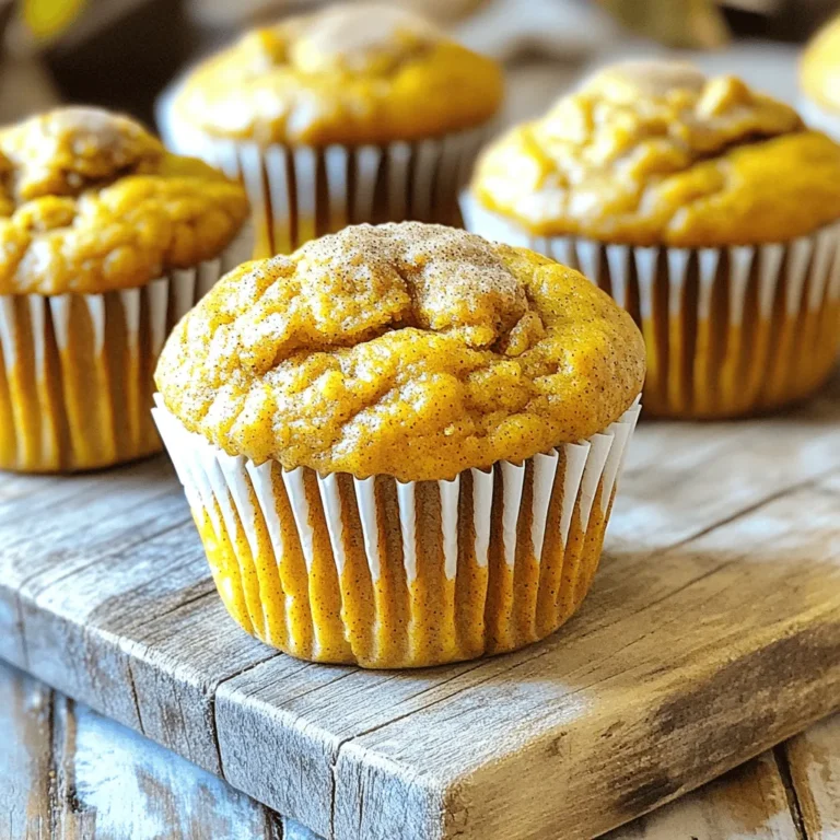 - 1 cup all-purpose flour - 1 cup whole wheat flour - 1 tablespoon pumpkin pie spice - ½ cup granulated sugar - 1 can (15 oz) pumpkin puree - 2 large eggs - ½ cup brewed coffee, cooled - ⅓ cup vegetable oil - Optional mix-ins: ½ cup chocolate chips or nuts - Baking soda - Baking powder - Salt - Brown sugar - Pure vanilla extract The main ingredients form the base of your muffins. The blend of all-purpose and whole wheat flour adds great texture. Pumpkin puree brings moisture and a rich flavor. You can’t forget the pumpkin pie spice; it gives that cozy fall taste. Granulated sugar adds sweetness, while brown sugar provides depth. For the additional ingredients, eggs help the muffins rise and become fluffy. Brewed coffee gives a coffee kick, enhancing the flavor without being too strong. Vegetable oil keeps them moist. If you want, add chocolate chips or nuts for extra fun. Now, let’s talk staples. Baking soda and baking powder help the muffins rise. Salt balances the sweetness. Finally, pure vanilla extract adds a warm note that ties everything together. You can find the full recipe at the end. Set your oven to 350°F (175°C). This temperature helps the muffins rise nicely. Line or grease the muffin tin to keep the muffins from sticking. I prefer using paper liners for easy cleanup. In a large mixing bowl, whisk together the flours, baking soda, baking powder, pumpkin pie spice, and salt. This step is key for even flavor and texture. Make sure there are no lumps in the mixture. In another bowl, mix the granulated sugar and brown sugar until smooth. Then, add the pumpkin puree, eggs, cooled coffee, vegetable oil, and vanilla extract. Stir until everything is well combined. The mixture should look creamy and inviting. Gradually mix the dry ingredients into the wet mixture. Use a spatula to fold gently. Avoid overmixing; a few lumps are just fine. If you want, gently fold in chocolate chips or nuts for added flavor and texture. Spoon the batter into the muffin tins. Fill each cup about two-thirds full to allow for rising. Place the muffin tin in the oven and bake for 18-22 minutes. To check for doneness, insert a toothpick into a muffin. If it comes out clean, they are ready. Let the muffins cool in the pan for about 5 minutes. After that, transfer them to a wire rack to cool completely. Enjoy them warm for a cozy treat! For an extra touch, serve with cinnamon sugar or maple syrup. You can find the full recipe [here]. To make your muffins light and fluffy, avoid overmixing the batter. Stir gently until the dry and wet ingredients just come together. A few lumps are okay! Also, use room temperature ingredients. This helps the batter mix better and rise well. For a stronger coffee taste, try substituting brewed coffee with espresso. This adds depth to the flavor. Another great tip is to sprinkle some cinnamon sugar on top of the muffins before baking. This gives them a sweet, crispy crust that enhances their cozy taste. These muffins taste best when warm. Enjoy them with a fresh cup of coffee. For added sweetness, drizzle some maple syrup on top or spread a little cream cheese frosting. These simple touches make your cozy fall treat even more delightful! {{image_4}} You can easily make these muffins gluten-free. Simply swap the all-purpose flour with a gluten-free flour mix. Make sure to check the blend. Some mixes work better in baked goods than others. Using a good quality mix helps maintain texture and taste. If you want a dairy-free version, use almond milk instead of regular milk. Almond milk adds a light flavor that pairs well with the spices. For oil, replace vegetable oil with coconut oil. Coconut oil adds a subtle sweetness and complements the pumpkin nicely. To add some crunch, you can mix in nuts like walnuts or pecans. They add a nice texture and flavor. You can also play with spices. Try adding a pinch of nutmeg or cardamom for a twist. If you love chocolate, consider adding chocolate chunks. They melt perfectly and create a rich taste. To keep your pumpkin spice latte muffins fresh, place them in an airtight container at room temperature. This method helps maintain their soft texture and rich flavor. If you have a lot of muffins, you can stack them with parchment paper between layers. This prevents them from sticking together. If you want to enjoy these muffins later, freezing is a great option. First, let the muffins cool completely. Wrap each muffin in plastic wrap, then place them in a freezer bag. Make sure to remove as much air as possible to avoid freezer burn. You can store them in the freezer for up to three months. When you're ready to eat one, take it out and let it thaw at room temperature. You can also reheat it in the microwave for about 15-20 seconds. To keep your muffins moist and tasty over time, consider these tips: - Add a slice of bread to the container. This helps keep the muffins moist. - Avoid exposing them to direct sunlight or heat sources, as this can dry them out. - If you notice any muffins getting stale, you can toast them lightly. This can bring back some of their original flavor. Storing your pumpkin spice latte muffins correctly ensures you can enjoy their warm, cozy flavors for days to come. For the full recipe, check the earlier section! Yes, you can add more pumpkin puree. However, this change will affect the muffins. Adding extra puree makes the muffins moister. It may also make them denser. If you want a lighter muffin, keep the amount as in the Full Recipe. You can try adding an extra tablespoon at first. This way, you can see how the texture changes. These muffins last about three days at room temperature. Keep them in an airtight container. They can also last about a week in the fridge. The cold helps keep them fresh longer. If you want to save them for later, freeze them. They stay good for about three months in the freezer. Just remember to wrap them well. Yes, you can make these muffins without eggs. Here are some good substitutes: - 1/4 cup unsweetened applesauce - 1/4 cup mashed banana - 1 tablespoon flaxseed meal mixed with 2.5 tablespoons water Each option helps bind the muffins. They also add moisture. Choose the one you like best for a vegan version. You can use several options instead of brewed coffee. Here are some alternatives: - Brewed tea for a lighter flavor - Milk or almond milk for a creamy texture - Pumpkin spice tea for a fall twist These options help keep the muffins moist and tasty. You can experiment with what you have at home. These Pumpkin Spice Latte Muffins mix simple ingredients in easy steps. You learned how to combine flours, spices, and pumpkin puree for a tasty treat. I shared tips for perfect muffins and ways to store them well. Remember, you can adjust flavors to your liking. Try nuts or different spices for variety. Whether you enjoy them warm or frozen, these muffins are sure to please. Happy baking!