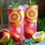 Fresh raspberries give this drink its bright color and sweet-tart flavor. You need 1 cup of ripe, juicy raspberries. Look for plump ones without any mushy spots. Ripe peaches bring a sweet and fragrant note to the mix. Use 2 ripe peaches, pitted and thinly sliced. Choose peaches that feel slightly soft but not overripe. Lemon juice adds the perfect zing to balance the sweetness. You will need 1 cup, which comes from about 4 to 6 lemons. Squeeze them fresh for the best taste. Granulated sugar sweetens the lemonade and makes it refreshing. Start with 1 cup, but you can add more or less based on your taste. Water is essential to dilute the lemonade and help it taste just right. Use 4 cups of cold water for a refreshing drink. Garnishes make your drink look great and add flavor. Use ice cubes to chill it. Fresh mint leaves and lemon slices add a lovely touch and a hint of freshness. This combination creates a flavorful and vibrant drink to cool you down on hot summer days. For the complete recipe, check out the [Full Recipe]. - Blender Method Start by placing 1 cup of fresh raspberries and 2 ripe peaches, pitted and sliced, into a blender. Blend on high until smooth. This step brings out all the sweet flavors. - Straining for Smoothness If you want a silky texture, pour the mixture through a fine-mesh sieve. This removes seeds and pulp, giving you a smooth raspberry-peach puree. - Combining Fruits with Lemon Juice In a large pitcher, combine the raspberry-peach puree with 1 cup of freshly squeezed lemon juice. Adjust the lemon juice based on your taste. - Dissolving Sugar Add 1 cup of granulated sugar to the pitcher. Stir until all the sugar dissolves. This creates a balanced sweet and tart lemonade base. - Refrigeration Time Cover the pitcher and place it in the fridge for at least 30 minutes. This lets the flavors meld nicely, enhancing your drink. - Serving Suggestions When you're ready to serve, fill tall glasses with ice cubes. Pour the chilled raspberry peach lemonade over the ice. For a pretty touch, garnish with lemon slices and fresh mint leaves. Enjoy your refreshing drink! - To make your lemonade sweeter, add more sugar. Start with a little and mix well. - If it gets too sweet, add water to balance it out. Taste test as you go. - Always choose fresh raspberries and peaches. Look for ripe, juicy fruits. - Fresh lemon juice is key. It adds bright flavor that bottled juice can’t match. - Garnish your drink with mint leaves. They add color and fresh aroma. - Lemon slices on the rim of your glass look pretty and add zest. - Try serving in clear glasses to show off the beautiful color of the drink. {{image_4}} You can easily switch up the flavors in your raspberry peach lemonade. Adding strawberries or other berries can boost the taste. Try mixing in blueberries or blackberries for a fun twist. Experimenting with other citrus fruits can also enhance your drink. Try lime or orange juice for a new flavor profile. Each fruit adds its unique zing, making your lemonade special. If you want a fun twist, make a raspberry peach lemonade cocktail! You can mix in vodka for a light drink or rum for something a bit sweeter. You can also try gin for a more herbal taste. Each spirit pairs well with the fruity flavors. You may want to cut sugar for health reasons. Using honey, agave, or stevia gives you options. Honey adds a floral note while agave keeps it light. When using these alternatives, adjust your measurements. Start with a smaller amount and taste. You can always add more to get it just right! To keep your raspberry peach lemonade fresh, store it in a clean pitcher. Cover it tightly with plastic wrap or a lid. This prevents the lemonade from absorbing other smells in the fridge. - Best Practices for Refrigeration: Always place your lemonade in the coldest part of the fridge. This helps maintain its flavor and freshness. - Shelf Life of Raspberry Peach Lemonade: It lasts about 3 to 5 days in the fridge. If you notice any change in smell or taste, it’s best to discard it. Planning a picnic or a party? You can make this lemonade ahead of time. - Preparing in Advance for Events: Mix the puree and lemon juice a day before. Just add water and ice right before serving. This keeps it fresh and bubbly. - Freezing Options for Puree: You can freeze the raspberry-peach puree in ice cube trays. This way, you can blend the cubes with water later for a quick drink. Don’t waste any of those lovely fruits. Find creative ways to use them up. - Ideas for Using Remaining Fruits: Leftover peaches and raspberries can go into smoothies, yogurt, or oatmeal. They add a sweet touch and fiber. - Other Recipes Utilizing Leftover Lemonade: Use your lemonade for marinades or dressings. It can brighten up salads or grilled meats. For the full recipe, check out the details above! You can make Raspberry Peach Lemonade by mashing the fruits with a fork. Use a bowl to mash the raspberries and peaches until they are juicy. Then, mix the fruit mash with lemon juice and sugar in a pitcher. Add cold water and stir well. This method gives you a chunky but tasty drink. Yes, you can use frozen raspberries and peaches. Just thaw them before using. The flavor will still be great, and it can make your drink even colder. This is a smart choice if fresh fruit is hard to find. A good ratio is 4 cups of water to 1 cup of lemon juice. This balance gives the lemonade a nice tartness without being too sour. You can always adjust it to your taste. If you like it sweeter, add more water. You can add herbs like basil or mint for a fresh taste. Try using sparkling water instead of plain water for fizz. You could also add a splash of ginger ale for a fun twist. Each of these can boost the flavor and make your drink unique. You can find pre-made Raspberry Peach Lemonade at many grocery stores. Look in the juice aisle or the refrigerated section. Some local shops or cafes might also offer their own version. Just check the labels for quality ingredients. Raspberries are high in fiber and full of vitamins. They help support your immune system. Peaches provide hydration and vitamins A and C. Lemon juice is great for digestion and adds vitamin C. Together, they make a refreshing drink that can be good for your health. To make a zero-sugar Raspberry Peach Lemonade, use a sugar substitute like stevia. You can also try using fresh fruit for natural sweetness. Adjust the amounts to find what you like best. This way, you enjoy a tasty drink without the added sugar. To sum up, making Raspberry Peach Lemonade is simple and rewarding. You combine fresh fruits, lemon juice, and sugar for a tasty drink. Follow the steps to prepare the puree and mix your lemonade base. Don’t forget the tips for adjusting sweetness and enhancing presentation. If you want to be creative, try different fruits or make a cocktail version. Store leftovers wisely, and enjoy this refreshing drink anytime. Taste and enjoy this easy, homemade lemonade!