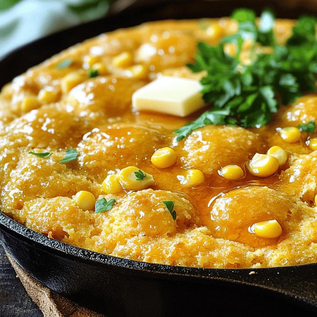 - 1 cup cornmeal - 1 cup all-purpose flour - 1/4 cup granulated sugar - 1 tablespoon baking powder - 1/2 teaspoon sea salt - 1 cup whole milk - 2 large eggs, at room temperature - 1/4 cup unsalted butter, melted (plus extra for greasing) - 1 cup corn kernels (fresh, frozen, or canned) - 1/2 cup sharp cheddar cheese, grated (optional) - 1 jalapeño, minced (optional) The main ingredients for this cornbread are simple. You will need cornmeal, flour, and sugar. These make the base. Baking powder makes it rise, while salt adds flavor. Milk and eggs keep it moist. Butter gives it richness. You can add corn for texture and sweetness. Cheese and jalapeño make it even tastier. If you need a gluten-free option, you can use gluten-free flour. There are many blends available now that work well. For a dairy-free option, use almond milk or soy milk instead of whole milk. Replace butter with coconut oil or a vegan butter. When choosing cornmeal, look for a fine texture. Check the package date to ensure freshness. If you want corn kernels, fresh is best. If using frozen, ensure they are free of ice crystals. Canned corn must be drained well to avoid excess moisture. Fresh corn will give the best flavor and texture. First, preheat your oven to 425°F (220°C). Place a 10-inch cast-iron skillet inside. This helps it heat up evenly. Next, grab a large mixing bowl. Add 1 cup cornmeal, 1 cup all-purpose flour, 1/4 cup granulated sugar, 1 tablespoon baking powder, and 1/2 teaspoon sea salt. Whisk these dry ingredients together well. This step is key for a nice texture in your cornbread. In a separate bowl, whisk together 1 cup whole milk, 2 large eggs, and 1/4 cup melted unsalted butter. The eggs should be at room temperature for best results. Once mixed, pour the wet ingredients into the dry ones. Use a spatula to stir gently. You want to mix just until combined. A few lumps are perfectly fine; don’t overmix. Now, it’s time to prepare your skillet. Carefully remove the hot skillet from the oven using oven mitts. Grease it with some melted butter. Make sure to coat the bottom and sides well. Pour the cornbread batter into the skillet. Spread it out evenly with your spatula. Now, it’s ready to bake! Return the skillet to the oven and bake for 20-25 minutes. For the full recipe, refer to the detailed instructions above. To check if your cornbread is done, use a toothpick. Insert it in the center. If it comes out clean, your cornbread is ready. If it has batter on it, bake for a few more minutes. Common pitfalls include overmixing the batter. This can make your cornbread tough. Mix just until you see no dry flour. A few lumps are okay. Also, make sure your skillet is hot before pouring in the batter. This creates a nice crust. You can enhance the flavor of your cornbread by adding herbs and spices. Try adding a teaspoon of garlic powder or a pinch of cayenne for a kick. Fresh herbs like chives or thyme can also add a nice touch. Pair your cornbread with sides or toppings. Serve it with chili, soup, or a fresh salad. You can also top it with honey, butter, or even some jam for a sweet touch. You might want to adjust the sweetness of your cornbread. If you like it sweeter, add more sugar. If you prefer it less sweet, cut down on the sugar. Incorporating seasonal ingredients can elevate your cornbread. In fall, add some pumpkin puree or spices. In summer, try folding in some fresh corn or zucchini. These changes will keep your cornbread exciting and fresh. {{image_4}} You can choose to make cornbread sweet or savory. Sweet cornbread uses sugar or honey. Try adding maple syrup for a unique taste. For savory cornbread, think about using jalapeños. These spicy peppers give a nice kick. You can mix in cheese for extra flavor, too. Cornbread can fit any season. In the fall, use pumpkin spice. This adds warmth and a hint of sweetness. In summer, try adding zucchini or roasted corn. These fresh ingredients keep the cornbread light and bright. Each season brings new tastes to explore. If you want a vegan version, swap milk with plant-based milk. Use flax eggs instead of regular eggs. For those watching carbs, consider almond flour. This will keep the cornbread low in carbs. You can still enjoy great flavor with these swaps. For the full recipe, check out the Sweet & Savory Skillet Cornbread. Let your cornbread cool down in the skillet for about 10 minutes. This helps set the texture. When it is cool enough to handle, slice it into wedges. Use a sharp knife to make clean cuts. This way, you keep the edges neat and avoid tearing. If you have leftover cornbread, store it in the fridge. Place it in an airtight container. It stays fresh for about 3 to 4 days. You can also freeze it for longer storage. Wrap the cornbread tightly in plastic wrap, then place it in a freezer bag. It can last up to 3 months in the freezer. To enjoy your cornbread again, you can reheat it in several ways. The oven works best for even heating. Preheat your oven to 350°F (175°C). Place the cornbread on a baking sheet for 10-15 minutes. Alternatively, you can use the microwave. Heat a slice for about 15-20 seconds. This works well for quick snacks. Enjoy your cornbread warm and tasty, just like when it was fresh! Baking cornbread takes about 20 to 25 minutes. I like to check it at 20 minutes. The top should look golden brown. A toothpick inserted in the center should come out clean. If it’s still wet, give it a few more minutes. Yes, you can make cornbread ahead of time. I often bake it a day before a meal. Just store it in an airtight container at room temperature. Reheat it in the oven for best results. A cast-iron skillet is best for cornbread. It holds heat well and gives a nice crust. If you don’t have one, any oven-safe skillet will work. Just make sure it is well greased. You know cornbread is done when it’s golden brown on top. A toothpick or knife inserted in the center should come out clean. If it sticks to the toothpick, bake it a bit longer. Absolutely! You can add cooked bacon or veggies. I love adding jalapeños for a kick. Just fold them into the batter before baking. This adds great flavor and texture. Serve cornbread warm from the skillet. I like to drizzle it with honey or add pats of butter. You can also add fresh herbs for a nice touch. It pairs well with chili or soup. For the full recipe, check out my Sweet & Savory Skillet Cornbread [here](#). In this post, we covered essential ingredients for cornbread, substitutions, and tips for fresh picks. I shared step-by-step instructions to ensure your cornbread turns out great. We discussed ways to perfect texture, enhance flavor, and explore different variations. Proper storage and reheating tips help keep your cornbread fresh for later. Remember, cornbread can be sweet or savory, so choose what you love. Get creative and enjoy the process! Your next batch will be delicious and fun to make.