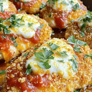 For this tasty dish, gather the following main ingredients: - 4 boneless, skinless chicken breasts - 1 cup dill pickle juice (for marinating) - 1 cup ranch dressing - 1 cup breadcrumbs (Italian or panko) - 1 cup grated Parmesan cheese - 1 cup marinara sauce - 1 cup shredded mozzarella cheese These ingredients make the base of your chicken parmesan. The chicken stays juicy from the pickle juice, and the ranch dressing adds a creamy flavor. Next, you will need these seasonings: - 1 tablespoon olive oil - 1 teaspoon garlic powder - 1 teaspoon Italian seasoning - Salt and pepper to taste These seasonings give your chicken a great taste. The garlic powder and Italian seasoning work together to create a cozy flavor. The salt and pepper help balance everything. For a more colorful dish, consider these garnishes: - Fresh parsley for garnish (optional) You can also serve your chicken with sides like: - Pasta - Fresh green salad These sides add color and texture to your meal. They keep things fresh and light. For the complete cooking steps, check out the Full Recipe. To start, take 4 boneless, skinless chicken breasts. Place them in a resealable plastic bag. Pour 1 cup of dill pickle juice over the chicken. Make sure they are fully submerged. Seal the bag tight. Put it in the fridge and let it marinate for at least 1 hour. If you want a stronger taste, let it sit for up to 4 hours. Next, preheat your oven to 400°F (200°C). In a shallow dish, mix 1 cup of breadcrumbs, 1 cup of grated Parmesan cheese, 1 teaspoon of garlic powder, and 1 teaspoon of Italian seasoning. Add a pinch of salt and pepper to taste. Stir these dry ingredients well. This mix gives the chicken a tasty and crunchy coat. After marinating, take the chicken out and pat it dry with paper towels. Dip each piece into 1 cup of ranch dressing, coating both sides well. Then, dredge the chicken in the breadcrumb mix. Press lightly to ensure it sticks. In a large, oven-safe skillet, heat 1 tablespoon of olive oil over medium heat. Once it shines, add the coated chicken breasts. Sear each side for about 3-4 minutes. They should turn a nice golden brown. After searing, pour 1 cup of marinara sauce over the chicken. Make sure each piece is covered. Then, sprinkle 1 cup of shredded mozzarella cheese on top. This adds a gooey touch. Now, transfer the skillet to your preheated oven. Bake for 20-25 minutes. Ensure the chicken reaches an internal temperature of 165°F (75°C). The cheese should be melted and slightly golden brown. Once done, take the skillet out and let it cool for a few minutes. If you like, sprinkle fresh parsley on top for a burst of color and flavor. Serve it up and enjoy the delicious blend of flavors in your pickle ranch chicken parmesan. For the full recipe, check the earlier sections! To get the best crust on your chicken, start with dry chicken. After marinating, pat the chicken dry with paper towels. This helps the coating stick well. Next, dip the chicken in ranch dressing. Make sure to coat both sides. Then, dredge it in the breadcrumb mix. Press down lightly to pack on that flavor. For extra crunch, you can double-coat the chicken. Just repeat the ranch and breadcrumbs steps. If you have leftovers, store them in an airtight container. This keeps the chicken fresh. Place the chicken in the fridge and eat it within three days. To reheat, use an oven or air fryer. This way, you keep that crispy texture. Avoid the microwave, as it can make the coating soggy. To boost flavor, try adding spices to your breadcrumb mix. A pinch of cayenne pepper adds heat. You might even try smoked paprika for a smoky taste. Another option is to mix in some chopped herbs. Fresh basil or oregano can really brighten up the dish. Don't forget to drizzle some extra ranch on top just before serving. These small changes can make your Pickle Ranch Chicken Parmesan even more tasty! For complete cooking steps and ingredient details, check the [Full Recipe]. {{image_4}} You can easily adapt this recipe for various diets. Here are some ideas: - Gluten-Free: Use gluten-free breadcrumbs or crushed cornflakes. - Dairy-Free: Substitute the ranch dressing with a dairy-free version. Try coconut yogurt or a cashew-based alternative. - Low-Carb: Replace breadcrumbs with crushed nuts or pork rinds for a crunchy topping. Want to boost flavors? Consider these add-ins: - Spices: Add cayenne pepper for heat or smoked paprika for depth. - Herbs: Mix in fresh basil or oregano to the marinara for freshness. - Veggies: Layer sliced bell peppers or mushrooms under the cheese for added taste and texture. Not in the mood to bake? Try these methods instead: - Air Fryer: Cook at 375°F (190°C) for about 15-18 minutes, flipping halfway. - Grill: Grill the marinated chicken on medium heat for 5-7 minutes per side. Add the sauce and cheese in the last few minutes to melt. - Slow Cooker: Cook on low for 4-6 hours with sauce and cheese on top for a tender dish. These variations make the recipe fit your lifestyle. Enjoy customizing your Pickle Ranch Chicken Parmesan! For the full details, check the Full Recipe. To keep your Pickle Ranch Chicken Parmesan fresh, store it in an airtight container. Let the chicken cool to room temperature first. Once cooled, transfer it to the container and seal tightly. It can last in the fridge for 3 to 4 days. To keep flavors intact, try to use it up within that time. When it's time to enjoy leftovers, preheat your oven to 350°F (175°C). Place the chicken in an oven-safe dish. Cover it with foil to prevent drying out. Heat for about 15 to 20 minutes, or until it's warmed through. You can also reheat in the microwave, but the oven keeps the chicken crispy. If you want to save some for later, freezing is a great option. Wrap each chicken breast tightly in plastic wrap and then in foil. This helps prevent freezer burn. You can freeze it for up to 3 months. To reheat, thaw in the fridge overnight, then follow the reheating instructions. Enjoy your meal anytime! You should marinate the chicken for at least 1 hour. This helps the meat soak up the pickle juice. For even more flavor, try marinating for up to 4 hours. This longer time allows the tangy taste to infuse deeper. Yes, you can prepare this dish ahead of time. Marinate the chicken and coat it as directed. Then, store it in the fridge for up to 24 hours before baking. When ready, just bake it as per the recipe. There are many tasty sides that go well with Pickle Ranch Chicken Parmesan. Here are some ideas: - Garlic bread - Pasta with marinara sauce - A fresh green salad - Roasted vegetables - Mashed potatoes Feel free to mix and match to find your favorite pairings! For the full recipe, check out the earlier section. We've covered how to make Pickle Ranch Chicken Parmesan. We discussed key ingredients, step-by-step instructions, and helpful tips. You learned about storage and variations to fit your taste. Remember, this dish is fun and easy to customize. Enjoy exploring new flavors and methods in your cooking. With practice, you'll master this recipe and impress others. Ready to make your own? Now, it’s your turn to get creative in the kitchen!