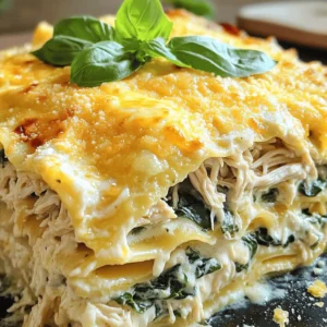 - 9 lasagna noodles - 2 cups cooked chicken, shredded - 2 cups Alfredo sauce (store-bought or homemade) - 2 cups ricotta cheese - 2 cups shredded mozzarella cheese - 1 cup grated Parmesan cheese - 1 cup fresh spinach, chopped - 1 teaspoon garlic powder - 1 teaspoon onion powder - Salt and pepper to taste - Fresh basil leaves for garnish Each ingredient plays a big role in flavor and texture. - Lasagna noodles form the base, holding all the layers together. - Cooked chicken adds protein and heartiness. Use rotisserie chicken for ease. - Alfredo sauce gives creaminess and rich flavor. Store-bought saves time, or you can make your own. - Ricotta cheese provides a creamy filling. It’s soft and mild, blending well with other flavors. - Shredded mozzarella cheese melts beautifully, adding gooey texture. - Grated Parmesan cheese gives a salty, nutty kick on top. - Fresh spinach brings a pop of color and nutrients. - Garlic and onion powder enhance the flavor without overpowering the dish. - Salt and pepper are essential for seasoning, balancing the taste. - Fresh basil adds brightness when you serve the dish. You can change some ingredients to suit your taste. - Swap chicken for turkey or keep it meatless with a veggie mix. - Use cottage cheese instead of ricotta for a lighter option. - Try different cheeses like gouda or cheddar for unique flavors. - If you don't have Alfredo sauce, use a white sauce or a creamy tomato sauce. - For a gluten-free version, look for gluten-free lasagna noodles. These adjustments keep the spirit of the dish while catering to your needs. For the complete recipe, check the Full Recipe. To start, bring a large pot of salted water to a boil. This water helps cook the noodles evenly. Add 9 lasagna noodles to the pot. Cook them according to the package instructions. Aim for an al dente texture, which means they should be slightly firm. Once cooked, drain the noodles. Rinse them briefly under cold water to stop the cooking process and prevent sticking. Set them aside on a clean surface or a plate. Now, grab a spacious mixing bowl. In this bowl, combine 2 cups of shredded cooked chicken, 2 cups of ricotta cheese, and 1 cup of chopped fresh spinach. Add 1 teaspoon each of garlic powder and onion powder for flavor. Don’t forget to sprinkle in some salt and pepper to taste. Mix all these ingredients thoroughly. You want a nice, smooth filling that binds together well. This mixture is the heart of your lasagna. Take a 9x13 inch baking dish and spread a thin layer of Alfredo sauce on the bottom. This helps prevent the noodles from sticking. Lay down 3 noodles side by side over the sauce. Next, spread half of your chicken and ricotta mixture over the noodles. Top this layer with a third of the shredded mozzarella cheese. Repeat this layering: add another 3 noodles, the remaining chicken mixture, and another third of mozzarella cheese. For the final layer, place the last 3 noodles on top. Cover these noodles with the rest of the Alfredo sauce. Finish with the remaining mozzarella and all of the grated Parmesan cheese on top. This will create a beautiful, bubbly crust when baked. Now, cover the dish with aluminum foil and place it in your preheated oven at 375°F (190°C). Bake for 25 minutes. After that, remove the foil and bake for another 15 minutes. Keep an eye on it until the cheese is bubbly and golden brown. This step is key for that perfect, cheesy finish. When you layer your lasagna, start with a thin layer of sauce. This helps the noodles not stick. Use three noodles for each layer. Spread half of your filling evenly over the noodles. Sprinkle some cheese on top. Repeat until you have used all ingredients. Finish with noodles, sauce, and lots of cheese on top. Bake your lasagna at 375°F (190°C). Cover it with foil for the first 25 minutes. This keeps it moist. After that, take off the foil and bake for another 15 minutes. This makes the cheese bubbly and golden. Let it cool for 10 minutes before slicing. This helps the layers hold together. Cut the lasagna into squares for serving. Garnish with fresh basil leaves and extra Parmesan cheese. This makes it look great! Pair it with a green salad or garlic bread for a complete meal. Enjoy your cheesy chicken Alfredo lasagna with family or friends for a comforting dinner. For the full recipe, check the earlier section. {{image_4}} You can easily make a vegetarian version of this dish. Just swap the chicken for a mix of veggies. Try using mushrooms, zucchini, or bell peppers instead. For added flavor, sauté the veggies before mixing them with the ricotta. This change keeps the dish creamy and satisfying. Feel free to add more vegetables or proteins. Spinach is great for color and taste. You can also toss in some chopped broccoli or roasted red peppers. If you want more protein, consider adding cooked lentils or chickpeas. These ingredients boost nutrition and make the dish heartier. You can switch up the sauce or cheese for a twist. Use a white sauce or pesto instead of Alfredo for a different flavor. For cheese, try blending mozzarella with gouda or fontina for a richer taste. Mixing cheeses adds depth and makes each bite unique. For the full recipe, check out [Full Recipe]. After enjoying your cheesy chicken Alfredo lasagna, you may have some leftovers. To store them, let the lasagna cool completely. Then, cover it tightly with plastic wrap or aluminum foil. You can also place it in an airtight container. This helps keep it fresh for up to three days in the fridge. Make sure to keep it away from strong-smelling foods to avoid any unwanted flavors. When it's time to enjoy your leftovers, reheating is simple. Preheat your oven to 350°F (175°C). Place the lasagna in a baking dish. If you want, add a splash of Alfredo sauce on top to keep it moist. Cover it with foil to prevent drying out. Bake for about 20-25 minutes, or until heated through. You can also reheat individual slices in the microwave for about 1-2 minutes on high. Just check and stir halfway through for even heating. If you want to save some for later, freezing is a great option. Cut the lasagna into portions for easy serving. Wrap each piece tightly in plastic wrap, then foil. This double wrapping helps prevent freezer burn. You can freeze it for up to three months. When ready to eat, let it thaw in the fridge overnight. Reheat in the oven or microwave as mentioned above. Enjoy your homemade meal anytime! For the full recipe, refer to the earlier section. Yes, you can use different pasta shapes. You might try wide egg noodles or even gluten-free options. Just make sure they fit well in your dish. Cook them according to the package directions. This way, they will blend smoothly with the other layers. To make Alfredo sauce, start with butter and cream. Melt 1/2 cup of butter in a pan. Then stir in 1 cup of heavy cream. Cook for about 5 minutes on low heat. Add 1 cup of grated Parmesan cheese. Mix well until it melts. Season with salt, pepper, and garlic powder for flavor. Homemade sauce tastes fresh and creamy. You can tell your lasagna is done when the cheese on top is golden brown and bubbly. Insert a knife in the center; it should slide in easily. If the layers are hot and firm, your lasagna is ready to enjoy. Let it cool a bit before serving for the best slices. For the full recipe, check out the details above. This blog post covered key ingredients for an amazing lasagna. You learned about substitutions, step-by-step cooking, and tips for a perfect dish. I shared tasty variations and smart storage ideas. When you try this recipe, you’ll enjoy a delicious meal that fits your taste. Remember, cooking is fun. Experiment with different flavors and enjoy the process!