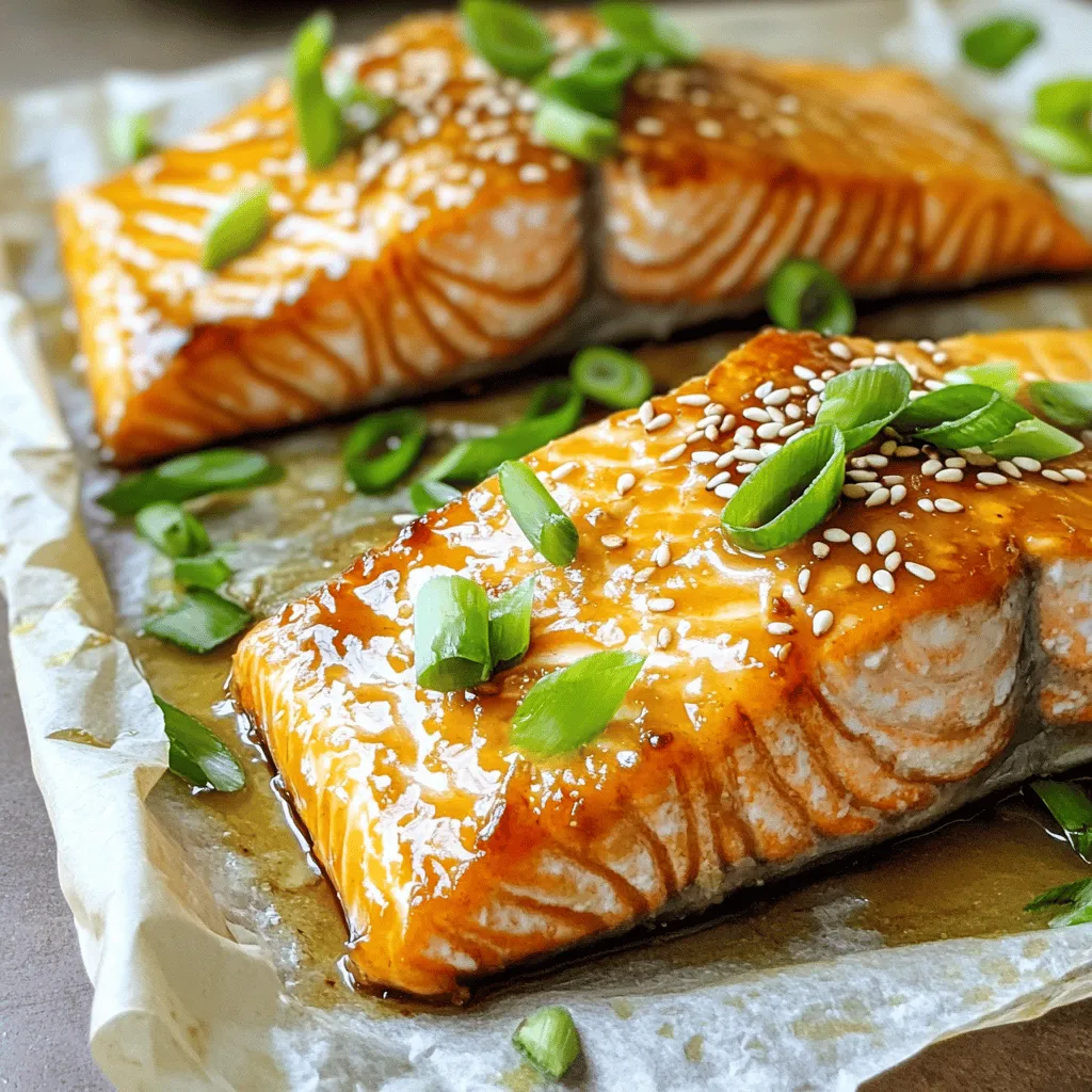 - 4 salmon fillets (approximately 6 oz each) - 3 tablespoons miso paste (white or yellow) - 2 tablespoons honey - 1 tablespoon soy sauce (or tamari for gluten-free) - 1 tablespoon rice vinegar - 1 tablespoon sesame oil - 2 cloves garlic, minced - 1 teaspoon freshly grated ginger - Green onions, thinly sliced (for garnish) - Sesame seeds (for garnish) This list has everything you need for a tasty miso glazed salmon. The salmon fillets are the star of the show. Miso paste adds a rich flavor. Honey gives it a touch of sweetness. Soy sauce or tamari brings in saltiness. Rice vinegar adds a bit of tang. Sesame oil gives a nice nutty taste. Garlic and ginger add warmth and depth. Don't forget the green onions and sesame seeds! They make the dish look great and add a bit of crunch. You can find the full recipe to see how to combine these ingredients into a delicious meal. To start, gather your ingredients. In a mixing bowl, combine the miso paste, honey, soy sauce, rice vinegar, sesame oil, minced garlic, and grated ginger. Use a whisk to blend the ingredients. Mix until smooth and creamy. This glaze adds a sweet and savory flavor to the salmon. Next, place the salmon fillets in a shallow dish or a sealable bag. Pour the miso glaze over the salmon. Make sure each piece is well-coated. Cover the dish or seal the bag and marinate the salmon in the fridge. For best results, allow it to marinate for at least 30 minutes. If you have time, two hours gives a richer flavor. Now, preheat your oven to 400°F (200°C). Line a baking sheet with parchment paper to prevent sticking. After marinating, take the salmon out of the glaze. Let any excess glaze drip off, then place the fillets skin-side down on the sheet. Bake the salmon for 12 to 15 minutes. The fish is done when it turns opaque and flakes easily with a fork. You can find the complete instructions in the [Full Recipe]. You can boost the taste of miso glazed salmon by adding fresh herbs. Try using cilantro or basil for a fresh kick. You can also add spices like chili flakes for heat or black sesame seeds for extra crunch. These small tweaks can take your dish to a whole new level. For the best flavor, I suggest marinating the salmon for at least 30 minutes. If you have time, let it sit for up to 2 hours. This longer marinating lets the flavors soak in deeply. Just remember not to marinate too long, as the acid in the marinade can make the fish mushy. While baking the salmon is great, you can also broil or grill it. Broiling gives a nice char and caramelization, making it even tastier. If you grill, keep the heat medium to avoid burning the glaze. Whichever method you choose, keep an eye on the salmon. It cooks fast! {{image_4}} You can switch the salmon for other fish, like cod or trout. Both work well with miso glaze. Chicken is another great option. You can use chicken breasts or thighs. The cooking time will change, so check for doneness. For plant-based choices, try tofu or tempeh. Both absorb flavors well. Marinate them just like you do with salmon. Bake them until golden brown and firm. You can adjust the taste of the miso glaze. If you like it sweeter, add more honey. For a saltier flavor, increase the soy sauce. You can also try adding a splash of citrus juice. Lime or lemon will brighten the dish. Feel free to add other ingredients too. A spoonful of sriracha gives a spicy kick. You can also mix in chopped herbs like cilantro or basil for freshness. To make a full meal, serve the salmon with sides. Steamed vegetables like broccoli or green beans add color and nutrition. Jasmine rice or quinoa pairs well too. You can also add a simple salad for crunch. For a fun twist, serve the salmon on a bed of noodles. Drizzle some leftover glaze for extra flavor. Check out the Full Recipe for more tips on creating a balanced plate. To store leftover miso glazed salmon, let it cool first. Place it in an airtight container. Make sure to cover it well so it stays fresh. It can last in the fridge for up to three days. If your salmon has a strong smell, it’s best to throw it away. To freeze the salmon, wrap each piece tightly in plastic wrap. Then, place them in a freezer-safe bag. This method helps prevent freezer burn. Miso glazed salmon can be frozen for up to three months. When you’re ready to eat it, move it to the fridge for a night to thaw. For reheating, use an oven or a stovetop. If using the oven, preheat it to 350°F (175°C). Place the salmon on a baking sheet. Heat it for about 10 minutes. This method keeps it moist. If you prefer the stovetop, heat a pan over low heat. Add a splash of water to keep the fish from drying out. Cook for a few minutes until warmed through. You should marinate the salmon for at least 30 minutes. This gives the flavors time to soak in. For a richer taste, I recommend marinating for up to 2 hours. The longer the fish sits in the marinade, the better the flavor will be. Yes, you can use different types of miso. White miso is sweeter and milder. Yellow miso is a bit stronger but still smooth. Red miso is more intense and salty. Each type brings a unique flavor to the salmon. Experiment with what you like best! I love serving Miso Glazed Salmon with steamed rice. Jasmine or brown rice works great. You can also add some roasted veggies or a fresh salad. These sides balance the rich glaze. They make your plate colorful and fun! Check out the Full Recipe for more ideas. This blog post showed how to make miso-glazed salmon. You learned about the key ingredients, preparation, and cooking steps. I shared tips to enhance flavor and offered variations if you want to try something new. Proper storage can keep leftovers tasty for later. Remember, cooking should be fun! Experiment with flavors and enjoy your meal. With these insights and tips, you will create a dish that’s both delicious and satisfying. Happy cooking!