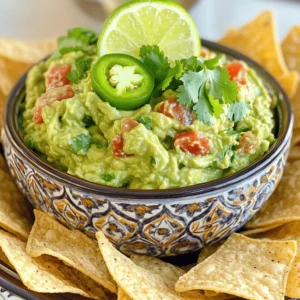 To make a great guacamole, you need just a few simple items. Here’s what you’ll need: - 3 ripe avocados - 1 medium tomato, diced - 1/4 cup red onion, finely chopped - 1 jalapeño pepper, deseeded and minced - 2 cloves garlic, minced - Juice from 2 fresh limes - 1/4 cup fresh cilantro, finely chopped - Salt and pepper to taste These ingredients come together to create a creamy and zesty dip. Each one adds its own flavor. The avocados bring richness. The lime juice adds brightness. And the jalapeño gives it a nice kick. You can personalize your guacamole by adjusting the ingredients. For example, you can add more lime juice for extra tang or skip the jalapeño if you prefer less spice. I enjoy using fresh ingredients. They make a big difference in taste. Fresh cilantro adds a burst of flavor. Each bite becomes more exciting with its herbaceous notes. If you want to try a twist, check the Full Recipe. It offers a fun way to enjoy guacamole. Start by slicing the avocados in half. Use a knife to carefully remove the pit. I like to use a spoon to scoop the creamy flesh into a bowl. Make sure to discard the skin. Next, take a fork and mash the avocado. You can choose how smooth or chunky you want it. If you like it creamy, mash it well. For a bit of texture, leave some chunks. Now it’s time to mix in the other ingredients. Add the diced tomato, chopped red onion, minced jalapeño, and garlic. Stir gently to combine the flavors evenly. Squeeze fresh lime juice over the mixture. This adds a bright flavor. Then, fold in the chopped cilantro. It brings a nice herb taste to the guacamole. Finally, season with salt and pepper to taste. Give it one last quick mix. Serve your guacamole right away with crispy tortilla chips. Enjoy this creamy delight with friends! For the full recipe, check out the detailed instructions. For the best guacamole, choose Hass avocados. They are creamy and rich. Look for avocados that feel soft but not mushy. A ripe avocado should yield to gentle pressure. If it feels hard, it needs more time to ripen. Place unripe avocados in a paper bag to speed up the ripening process. To elevate your guacamole, try adding spices. Cumin adds warmth and depth. You can also mix in some chili powder for a smoky flavor. Want more heat? Add more jalapeño or even diced serrano peppers. You can adjust the heat level to fit your taste. Present your guacamole in a colorful bowl. A bright dish makes it pop! Garnish with cilantro leaves or a lime wedge. This adds freshness and color. For serving, use a wooden board or a platter. Arrange tortilla chips around your guacamole for a fun display. It makes for a perfect party snack. {{image_4}} Guacamole is a versatile dish. You can change it up easily. Here are some fun ideas to make your guacamole special. You can mix in fruits like mango or pineapple. They add a sweet twist. The sweetness balances the creamy avocado. You can also spice things up with different peppers. Try a serrano or habanero for a hotter guacamole. These peppers bring a nice kick! Want a richer flavor? Try adding Greek yogurt or sour cream. These ingredients make the guacamole creamier and tangy. You can also mix in cheese. Crumbled feta or cotija adds a salty touch that works well. Guacamole is great for many diets. It’s naturally vegan and gluten-free. Just avoid dairy if you're vegan. For low-carb options, skip the chips. Instead, serve it with veggie sticks like carrots or cucumbers. This keeps it healthy and fresh. Feel free to explore these variations to find your favorite. For the full recipe, check out the Creamy Avocado Fiesta! To keep your guacamole fresh, store it in an airtight container. Press plastic wrap directly onto the surface of the guacamole before sealing the lid. This helps reduce air exposure, which causes browning. Place it in the fridge and use it within two days for the best taste. Guacamole turns brown due to oxidation. To keep it fresh and green, use lime juice. The acid in lime juice slows down the browning process. You can also add a thin layer of water or olive oil on top before sealing the container. When ready to eat, just pour off the liquid and mix again. Can you freeze guacamole? Yes, you can freeze it for later use! To freeze guacamole, spoon it into a freezer-safe bag or container. Remove as much air as possible to avoid freezer burn. When you want to use it, thaw it in the fridge overnight. For best results, use frozen guacamole within three months. Serve guacamole in a bowl with tortilla chips. You can also add veggies like carrots or cucumber sticks. This way, everyone can dip in and enjoy. For a fun touch, garnish the guacamole with cilantro or lime slices. It makes the dish look pretty and fresh. Yes, you can make guacamole ahead of time. Store it in an airtight container to keep it fresh. To slow browning, press plastic wrap directly on the surface before sealing the lid. It will stay good for about a day in the fridge. Add minced jalapeño or a dash of hot sauce for heat. If you want more spice, try adding diced serrano peppers. Taste as you go to find the right balance. Remember, you can always add more spice, but it’s tough to take it away! If your guacamole is too salty, try adding more mashed avocado. This will balance the saltiness. You can also mix in some diced tomatoes or a bit of lime juice. These add flavor and help reduce the salty taste. Yes, guacamole is healthy! It’s made from avocados, which are full of good fats. These fats help your heart. Guacamole also has fiber and vitamins. Enjoy it in moderation, and you get a tasty and nutritious snack. For the full recipe, check the full recipe. Classic guacamole is simple and delicious with just a few key ingredients. You learned how to prepare and mix avocados, tomatoes, onions, and seasoning. We discussed tips for selecting ripe avocados and flavor boosts to make your guacamole stand out. You can also explore various fun twists, like adding fruits or creamy elements. Remember to store leftovers properly to keep them fresh. With these easy steps, you can enjoy great guacamole anytime. Now, it's time to get creative and make your perfect dip!