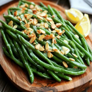 - 1 pound fresh green beans, trimmed - 4 tablespoons unsalted butter - 4 cloves garlic, finely minced - 1 teaspoon fresh lemon zest - 1 tablespoon fresh lemon juice - 1/2 teaspoon red pepper flakes (optional for heat) - Salt and freshly ground black pepper to taste - 1/4 cup sliced almonds, toasted (for garnish) Fresh green beans are key for this dish. Look for bright, crisp beans without blemishes. The unsalted butter lets you control the salt level. Garlic adds a strong, savory taste, so use fresh cloves when possible. Lemon zest and juice brighten the dish, adding a nice tang. Red pepper flakes give a little kick, but you can skip them if you want a milder flavor. Toasted almonds add a crunchy finish, so don’t skip them! If you can’t find fresh green beans, frozen ones work too. Just thaw and drain them first. For a dairy-free option, use olive oil instead of butter. You can swap garlic for shallots for a milder taste. If you don’t like lemon, try lime juice or vinegar for acidity. Instead of almonds, use walnuts or pine nuts for a different crunch. Feel free to mix and match these options to fit your taste! For the full recipe, check out the step-by-step guide to make these tasty Garlic Butter Green Beans. 1. Boil Water: Start by filling a large pot with water. Add salt and bring it to a boil. 2. Trim Beans: While waiting, trim the ends of the green beans. This simple step makes them easier to eat. 3. Ice Bath Ready: Prepare a bowl with ice water. This will help stop the cooking later. 1. Blanch the Beans: Once the water is boiling, add the green beans. Cook them for 3-4 minutes. They should be bright green and crisp-tender. 2. Cool Down: Quickly move the beans to the ice bath. Let them cool for about 5 minutes. Drain the beans and set them aside. 3. Melt Butter: In a large skillet, add butter over medium heat. Wait until it melts and bubbles. 4. Add Garlic: Put in the minced garlic. Sauté for about 30 seconds. Be careful not to brown the garlic. It can turn bitter. 5. Combine Beans: Add the blanched green beans to the skillet. Toss them gently in the garlic butter. Cook for 4-5 minutes until heated through. 6. Finish with Flavor: Stir in lemon zest, lemon juice, and optional red pepper flakes. Season with salt and pepper. Mix well. 1. Serving Dish: Carefully transfer the green beans to a serving dish. 2. Garnish: Sprinkle toasted almond slices on top. This adds crunch and looks lovely. 3. Presentation: Arrange the green beans neatly. Place lemon wedges on the side for extra flair. Enjoy your Garlic Butter Green Beans! You can find the Full Recipe linked here. To make the best garlic butter green beans, start with fresh green beans. Look for beans that are bright green and firm. Trim the ends for a clean look. Blanching is key. It keeps the beans bright and crisp. Use a large pot of salted water for boiling. An ice bath helps stop the cooking. This gives you that perfect crunch! To add more flavor, try using garlic oil instead of butter. This gives a nice twist to the dish. Adding lemon zest brightens the taste too. If you like spice, sprinkle in red pepper flakes. For extra crunch, toast almond slices before adding them on top. These small steps really boost the flavor and texture. One common mistake is overcooking the beans. They should be crisp-tender, not mushy. Be careful with the garlic; it can burn quickly. If it turns brown, it will taste bitter. Also, don’t skip the ice bath after blanching. It keeps your beans looking fresh and vibrant. Following these tips will help you create a stunning side dish. For a full recipe, check out the complete details above. {{image_4}} You can change the flavor of garlic butter green beans easily. Try adding herbs like thyme or basil for a fresh twist. If you prefer a spicy kick, use diced jalapeños instead of red pepper flakes. For a unique taste, mix in some soy sauce or balsamic vinegar. These additions bring out different flavors and keep the dish exciting. Want to make your green beans a full meal? Consider adding protein. Cooked chicken or shrimp pairs well with the garlic butter. Just toss them in the skillet with the green beans. For a plant-based option, add chickpeas or tofu. These ingredients not only enhance flavor but also make the dish heartier. Switching ingredients based on the season can elevate your green beans. In spring, consider adding fresh peas for sweetness. During summer, cherry tomatoes add a burst of flavor. In fall, roasted butternut squash brings warmth. Winter calls for crispy Brussels sprouts for a crunchy contrast. These swaps keep your dish fresh and interesting all year round. For the complete recipe, check out the [Full Recipe]. To store leftover Garlic Butter Green Beans, place them in an airtight container. Make sure they are completely cool before sealing. This helps keep them fresh. Store the container in the fridge for up to three days. When you want to enjoy your leftovers, you can reheat them easily. You can use the microwave or a skillet. For the microwave, heat for about 30 seconds. Stir and check if they are warm enough. If using a skillet, add a little butter and heat on low. Stir until hot, about 3-4 minutes. You can freeze Garlic Butter Green Beans, but they may lose some crunch. To freeze, first, blanch the beans as in the recipe. Cool them in ice water, then drain well. Place the beans in a freezer-safe bag. Remove as much air as possible before sealing. They can freeze for up to three months. When you are ready to use them, thaw overnight in the fridge before reheating. For the full recipe, check out the details above. To make Garlic Butter Green Beans vegan, swap the butter for vegan butter or olive oil. Use the same amount for a rich flavor. The garlic and lemon will still shine through. This change keeps the dish tasty while meeting vegan needs. The best ways to prepare green beans include blanching, steaming, or sautéing. Blanching keeps them bright and crisp. Sautéing with garlic, like in this recipe, adds great flavor. You can also roast them for a lovely char. Each method brings out the green beans' natural sweetness. Yes, you can make Garlic Butter Green Beans ahead of time. Cook them fully and let them cool. Store in an airtight container in the fridge for up to three days. When ready to serve, reheat in a pan. This keeps the flavors fresh and vibrant. For the full recipe, check out the details above. You learned about the key ingredients for Garlic Butter Green Beans and how to use them. I shared tips to make your dish better, avoid common mistakes, and add variety. You'll know how to store leftovers, reheat, and even freeze them. Remember to tweak the recipe based on your taste or what you have on hand. Cooking should be fun, so feel free to try new things. Enjoy making this dish and impressing your family or friends!