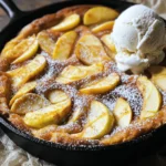 - 2 medium apples (Granny Smith or Honeycrisp recommended), peeled, cored, and thinly sliced - 1 tablespoon fresh lemon juice - 1 cup granulated sugar, divided - 1 teaspoon ground cinnamon, divided - 1½ cups all-purpose flour - 2 teaspoons baking powder - ½ teaspoon baking soda - ½ teaspoon fine salt - ½ cup unsalted butter, melted and slightly cooled - 2 large eggs, at room temperature - ½ cup milk, at room temperature - 1 teaspoon pure vanilla extract Each main ingredient plays a role in the cake's taste and texture. The apples give it a sweet and tangy flavor. The sugar adds sweetness, while cinnamon brings warmth. Flour and leavening agents create the cake's soft structure. Butter keeps it moist, and eggs add richness. Milk and vanilla enhance the overall flavor. - Powdered sugar for dusting - Ice cream pairing suggestions Adding powdered sugar on top gives the cake a nice look and extra sweetness. Pairing it with ice cream makes each bite even better. Vanilla ice cream works well, but you can choose your favorite. The warm cake and cold ice cream create a lovely contrast that everyone will enjoy. 1. First, preheat your oven to 350°F (175°C). This sets the stage for perfect baking. 2. Next, prepare the apple mixture. In a medium bowl, mix the thinly sliced apples with 1 tablespoon of fresh lemon juice. Add ¼ cup of granulated sugar and ½ teaspoon of ground cinnamon. Toss gently until the apples are well-coated. This step helps soften the apples and enhances their flavor. 1. In a large mixing bowl, whisk together 1½ cups of all-purpose flour, 2 teaspoons of baking powder, ½ teaspoon of baking soda, ½ teaspoon of fine salt, ¾ cup of granulated sugar, and ½ teaspoon of cinnamon. Make sure it’s well mixed. 2. In another bowl, whisk ½ cup of melted unsalted butter, 2 large eggs, ½ cup of milk, and 1 teaspoon of pure vanilla extract until smooth. Then, pour this mixture into the dry ingredients. Stir gently with a spatula until just combined. The batter should be a little lumpy. Don’t overmix! 3. Now, prepare your skillet. Place a 10-inch cast-iron skillet over medium heat. Grease it lightly with cooking spray or a dab of butter to prevent sticking. 1. Carefully pour the batter into the skillet. Spread it evenly across the bottom. 2. Neatly arrange the marinated apple slices on top of the batter. Press them down gently so they sink slightly into the batter. 3. Transfer the skillet to the preheated oven. Bake for 30-35 minutes. Check doneness by inserting a toothpick into the center. It should come out clean. 4. Once baked, take the skillet out of the oven. Let the cake cool for about 10 minutes before serving. For a sweet finish, dust with powdered sugar. Enjoy your warm Cinnamon Sugar Apple Skillet Cake! How to avoid dense texture when mixing To keep your cake light, mix the batter gently. When you combine the wet and dry ingredients, stir just until you see no dry flour. It's okay if the batter is a bit lumpy. Overmixing makes the cake dense and tough. Best apples for flavor and texture I recommend using Granny Smith or Honeycrisp apples. They provide a nice tartness that balances the sweetness of the cake. Both types hold their shape when baked, giving a lovely texture. You want apples that are crisp and flavorful for the best result. Presentation styles for serving Serve the cake warm in the skillet for a cozy feel. You can cut it into wedges or spoon it out. For a more elegant touch, place a slice on a plate and sprinkle with powdered sugar. This adds a nice contrast against the warm cake. Complementary toppings and pairings This cake goes great with a scoop of vanilla ice cream. The cold ice cream melts slightly on the warm cake. You can also add a drizzle of caramel sauce or a sprinkle of extra cinnamon to enhance the flavors. These toppings make the dish even more special. {{image_4}} You can add more flavor to your Cinnamon Sugar Apple Skillet Cake. Try using spices like nutmeg or a hint of vanilla bean. Nutmeg gives a warm taste that pairs well with apples. Vanilla bean adds a lovely aroma and depth. You might also consider adding nuts or dried fruit. Chopped walnuts or pecans provide a nice crunch. Dried cranberries or raisins can add sweetness and chewiness. Mix these into the batter or sprinkle on top for a fun twist. If you need a gluten-free option, you can swap all-purpose flour for a gluten-free blend. Look for one that contains xanthan gum for better texture. This keeps the cake light and fluffy. For vegan adjustments, replace the eggs with flaxseed meal or applesauce. Use a plant-based milk instead of regular milk. You can also use coconut oil or a vegan butter substitute for a dairy-free cake. These changes make it easy for everyone to enjoy this treat! To keep your cinnamon sugar apple skillet cake fresh, follow these simple steps: - Allow the cake to cool completely. - Store it in an airtight container. - Place it at room temperature for up to three days. Using a cake dome works great too. It keeps the cake moist and tasty. If you want to keep it in the fridge, use a container. This way, it stays fresh for about a week. If you want to enjoy your cake later, freezing is the best option. Here’s how to do it: - Wrap the cooled cake tightly in plastic wrap. - Place it in a freezer-safe bag or container. - It can stay in the freezer for up to three months. When you want to eat it, thaw the cake in the fridge overnight. For reheating, preheat your oven to 350°F (175°C). Heat the cake for about 10-15 minutes. This will help bring back its warmth and flavor. Enjoy your delicious cake whenever you like! How can I make the cake moister? To make the cake moister, use more apples. Adding an extra apple boosts moisture. You can also try adding a bit more milk. If you do, add just a tablespoon or two at a time. This helps keep the balance right. Can I use a different type of skillet? Yes, you can use any oven-safe skillet. A non-stick skillet works well too. Just make sure it is safe for high heat. If you use a different size, adjust the baking time as needed. What to do if the cake sinks in the middle? If the cake sinks, it may be underbaked. Check the baking time and test with a toothpick. If the toothpick comes out wet, return it to the oven for a few more minutes. Make sure you mix the batter gently to avoid air pockets. How to adjust for high altitude baking? At high altitudes, reduce the sugar by one to two tablespoons. You might need to add a bit more flour too. This helps keep the cake from rising too fast and collapsing. Increasing the oven temperature by 15 to 25 degrees can also help. How many servings does this cake yield? This cake yields about eight servings. It is perfect for sharing with family and friends. It's a great dessert for gatherings or cozy nights. Can I double the recipe for larger gatherings? Yes, you can double the recipe easily. Just use a larger skillet or two skillets. Keep an eye on the baking time, as it may take longer with more batter. This blog post covered how to make a delicious apple cake. We discussed the main and optional ingredients, preparation steps, and mixing methods. I shared tips for perfecting your cake and creative variations to try. You learned about storing your cake for short and long-term freshness, along with answers to common questions. Remember, baking is fun and a creative outlet. Enjoy making this cake and share it with friends and family. Your skills in the kitchen can grow with every bite!