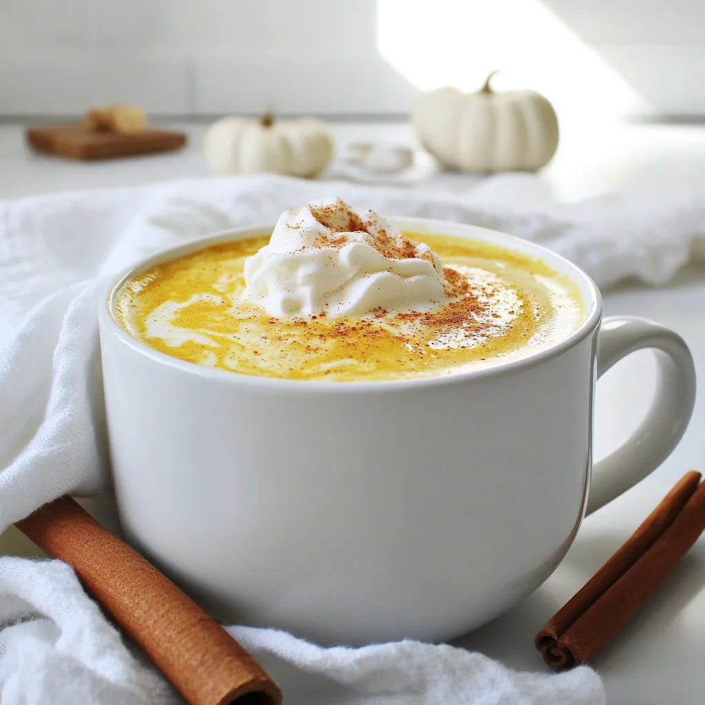 - 1 cup unsweetened almond milk (or milk of choice) - 1/2 cup brewed chai tea - 1/2 cup canned pumpkin puree The main ingredients in this latte are key for flavor and texture. The almond milk adds creaminess. You can use any milk you like. The brewed chai tea gives a warm spice. For the best taste, brew it strong. The pumpkin puree brings a rich texture and a lovely fall flavor. - 1 tablespoon maple syrup - 1/2 teaspoon ground cinnamon - 1/4 teaspoon ground ginger To make it sweet, we add maple syrup. You can adjust this to fit your taste. The ground cinnamon and ginger give warm, cozy notes. These spices blend well with pumpkin and chai. - Whipped cream for topping - Ground pumpkin spice for garnish Toppings can make your latte feel special. Whipped cream adds a fun touch. A sprinkle of pumpkin spice on top enhances the flavor and looks great too. You don’t have to use toppings, but they sure make the drink feel festive. Start by brewing a strong cup of chai tea. You can use two tea bags or double the loose leaf tea. This makes the flavor robust and rich. Once brewed, let it cool a bit. This step helps the chai shine in your latte. In your blender, combine the brewed chai tea with the other ingredients. Add 1 cup of almond milk, 1/2 cup of canned pumpkin puree, and 1 scoop of vanilla protein powder. Don’t forget 1 tablespoon of maple syrup for sweetness. Also, add 1/2 teaspoon of ground cinnamon, 1/4 teaspoon of ground ginger, 1/4 teaspoon of nutmeg, and a pinch of ground cloves. Blend the mixture on high speed. You want it to be smooth and frothy. This should take about 30 seconds. Make sure there are no lumps from the pumpkin puree. A nice, smooth texture is key to a great latte. Pour the blended mixture into a small saucepan. Heat it over medium heat. Stir gently and often. Your goal is to warm it up without boiling. Boiling can ruin the creamy texture that makes this drink so cozy. Once the latte is warm, pour it into your favorite mug. If you want a treat, add a dollop of whipped cream on top. You can also sprinkle some pumpkin spice for a fun fall touch. Enjoy your tasty drink! To avoid lumps from pumpkin puree, blend the ingredients well. Start with the chai tea and milk first. This helps create a smooth base. Then, add the pumpkin puree. Blend on high until there are no lumps. If needed, stop and scrape the sides of the blender. This ensures every scoop is creamy. You can easily change the sweetness and spice levels. If you like it sweeter, add more maple syrup. For less sweetness, use less syrup. To adjust the spice, add a pinch of cinnamon or ginger. Taste as you go to find your perfect mix. Everyone's preference is different, so make it yours! For a cozy look, use a large mug. You can also add a cinnamon stick for a nice touch. A sprinkle of pumpkin spice on top adds color and flavor. If you want extra creaminess, add whipped cream. Serve it all with a warm blanket for a comfy vibe. Enjoy your drink in a cozy spot! {{image_4}} You can easily switch up the milk in this latte. Here are some tasty choices: - Coconut milk: Adds a rich, creamy taste. - Oat milk: This option is smooth and sweet. - Soy milk: A great protein boost with a mild flavor. - Cashew milk: It’s nutty and creamy, perfect for lattes. Each milk changes the taste a bit. Try different ones to find your favorite! You can add fun flavors and spices to this latte. Here are some ideas: - Vanilla extract: A splash gives a lovely sweetness. - Cardamom: Adds a warm, spicy note that pairs well with chai. - Pumpkin pie spice: Use instead of individual spices for a simpler option. - Nutmeg: A sprinkle on top enhances the fall vibe. Feel free to mix and match. Find what makes your taste buds happy! Want more protein? Here are some great options for your latte: - Pea protein: A plant-based choice that blends well. - Hemp protein: Adds a nutty flavor and is full of nutrients. - Collagen peptides: Good for skin and hair, and it won’t change the taste much. - Egg white protein: A different option that packs a punch. Choose what fits your diet best. Protein boosts make this drink even better! To store your Pumpkin Chai Protein Latte, pour any leftovers into a clean jar. Seal it tightly. Place it in the fridge for up to three days. Make sure to cool it down before refrigerating. This keeps the flavors fresh and tasty. When you want to enjoy your latte again, pour it into a saucepan. Heat it on low to medium heat. Stir often to keep it smooth. Avoid boiling it, as this can change the texture. Heat it until warm and ready to drink. You can freeze your latte for later use. Pour it into ice cube trays or a freezer-safe container. Leave some space at the top for expansion. When you're ready to drink it, thaw it in the fridge overnight. You can also blend the thawed latte for a frothy treat! Yes, you can use sweetened almond milk. It adds extra sweetness to your latte. This can reduce the amount of maple syrup you need. Just keep in mind that the drink will taste sweeter. Balance is key, so taste as you go! The total time to make this latte is about 15 minutes. Here’s how it breaks down: - Brew the chai: 5 minutes - Blend ingredients: 2 minutes - Heat the latte: 5 minutes - Serve: 3 minutes This makes it a quick and easy drink for any time of day. Yes, this recipe is great for meal prep! You can easily make a larger batch and store it. Just blend all your ingredients and keep them in the fridge. When you're ready to enjoy, heat it gently on the stove. It’s perfect for busy mornings. You can definitely use regular milk. It will make the latte creamier. The flavor may change slightly, but it will still be delicious. If you prefer a non-dairy option, stick to almond milk or try oat milk for a similar creaminess. This blog post showed how to make a tasty pumpkin chai latte. You learned about key ingredients like almond milk and pumpkin puree. We explored easy steps, tips for the best consistency, flavor tweaks, and storage options. Remember, you can adjust sweetness and toppings to fit your taste. Enjoy making this warm drink at home, and don’t be afraid to experiment with flavors! This recipe is perfect for cozy days or a treat with friends. Happy brewing!