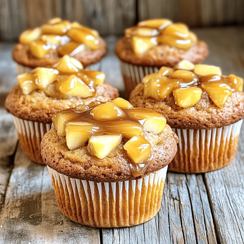 - 2 cups all-purpose flour - 1 cup granulated sugar - 1 tablespoon baking powder - 1 teaspoon baking soda - ½ teaspoon salt - 1 teaspoon ground cinnamon - 1 cup apple cider - ½ cup vegetable oil - 2 large eggs - 1 teaspoon vanilla extract - 1 cup diced Granny Smith apples (or your favorite tart apple) - ½ cup caramel sauce (store-bought or homemade) - Optional: extra caramel sauce for drizzling You can swap all-purpose flour with whole wheat flour for a nutty flavor. Use brown sugar instead of granulated sugar for a richer taste. If you need a dairy-free option, replace vegetable oil with melted coconut oil. Applesauce can work in place of eggs for a vegan version. When choosing apples, look for firm and shiny ones. Granny Smith apples are tart and perfect for this recipe. For apple cider, pick a brand with no added sugars or preservatives. Fresh spices can make a big difference, so check the date on your ground cinnamon. Always use high-quality caramel sauce for the best flavor. To start, preheat your oven to 350°F (175°C). This is key for getting the muffins to rise nicely. Next, get your muffin tin ready. You can line it with paper liners or grease it with cooking spray. This helps the muffins come out easily. In a large bowl, combine the dry ingredients. Add the flour, sugar, baking powder, baking soda, salt, and ground cinnamon. Use a whisk to mix them well. This ensures an even flavor throughout. In another bowl, mix the wet ingredients. Whisk together the apple cider, vegetable oil, eggs, and vanilla extract. Make sure this mixture is smooth. Then, pour the wet ingredients into the dry mix. Stir gently with a spatula or wooden spoon until combined. Don’t overmix; this keeps the muffins light and fluffy. Now, fold in the diced apples. Make sure they are spread evenly through the batter. Then, fill each muffin cup with about 2 tablespoons of batter. Leave some space at the top for rising. Use a teaspoon to add caramel sauce in the center of each muffin. Top it off with another tablespoon of batter to cover the caramel. This gives a surprise inside each muffin. Repeat this until all muffin cups are filled. When mixing, always use gentle strokes. This helps keep air in the batter, making your muffins fluffy. If you overmix, the muffins can be tough. Mix until just combined, then fold in your apples. To fold, use a spatula and scoop from the bottom. Turn the batter over, bringing dry ingredients up from the bottom. Do this lightly. You want to see some flour still, which is okay. Place the muffin tin in your preheated oven. Bake for 18-22 minutes. Check for doneness by inserting a toothpick into the center. If it comes out clean, your muffins are ready. After baking, let the muffins cool in the tin for about 5 minutes. Then, carefully move them to a wire rack. This cooling step helps keep them soft. For a fun twist, drizzle extra caramel sauce over the muffins once they cool. This adds a nice touch and extra sweetness. Enjoy your baking! To keep your muffins light, don't overmix the batter. When you combine wet and dry ingredients, mix just until you see no dry flour. Bubbles in the wet mix are good. They help the muffins rise! Another tip is to measure your flour correctly. Too much flour makes muffins heavy. Use a spoon to fill your measuring cup, then level it off. Store your muffins in an airtight container. This keeps them fresh and moist. If you want to keep them longer, freeze them! Wrap each muffin in plastic wrap, then place them in a freezer bag. They can last up to three months. To enjoy, thaw them overnight in the fridge or microwave them for a quick treat. For a great caramel sauce, start with sugar in a heavy pot. Heat it slowly over medium heat. Stir gently until it melts into a golden syrup. If you want a richer taste, add butter and cream once the sugar is melted. Be careful not to burn it! Homemade caramel can elevate your muffins. Use it warm for a delicious drizzle on top of your muffins. {{image_4}} You can boost the taste of your muffins in fun ways. Adding nuts like walnuts or pecans gives a nice crunch. They also add healthy fats. You might try spices like nutmeg or ginger for a warm flavor. A pinch of cardamom can also make your muffins more special. Don’t be afraid to change things up! If you need a gluten-free version, swap the all-purpose flour for a gluten-free blend. Make sure it has a binding agent. For a vegan option, use flax eggs instead of real eggs. Mix one tablespoon of ground flax with three tablespoons of water. Let it sit until it thickens. Use plant-based milk in place of apple cider for more flavor. You can switch things up based on the season. In fall, try pears instead of apples for a change. Pears add sweetness and moisture. In spring, you could add berries for a fruity twist. Each season brings new flavors, so feel free to experiment. This way, you can enjoy these muffins all year long! To keep your Apple Cider Caramel Coffee Cake Muffins fresh, store them in an airtight container. This prevents air from making them dry. If you wish to keep them longer, wrap each muffin in plastic wrap first. You can then place them in a resealable bag. This method helps keep in moisture and flavor. When stored properly at room temperature, these muffins can last for about 2 to 3 days. If you place them in the fridge, they can stay fresh for about a week. For longer storage, consider freezing them. They can last in the freezer for up to 3 months. Just make sure to thaw them at room temperature before enjoying. To enjoy your muffins warm, reheating is key. You can use a microwave for quick results. Heat each muffin for about 10 to 15 seconds. If you prefer, you can warm them in the oven. Set the oven to 350°F (175°C) and heat them for 5 to 10 minutes. This will bring back their fresh-baked taste. Drizzle some extra caramel sauce on top before serving for an extra treat! Yes, you can prepare these muffins ahead of time. You can bake them a day in advance. Store them in an airtight container to keep them fresh. If you want to freeze them, wrap each muffin tightly in plastic wrap. This keeps them tasty for up to three months. When ready to eat, just thaw them in the fridge overnight. You can warm them in the oven or microwave for a few seconds. If you don’t have apple cider, you can use apple juice as a substitute. It gives a similar flavor, but it will be a bit sweeter. Another option is to mix water with a bit of lemon juice. This combination mimics the tartness of cider. You can also use unsweetened applesauce, but reduce the oil in your recipe because applesauce adds moisture. To help your muffins rise higher, make sure your baking powder is fresh. Old baking powder may not work well. Also, don’t overmix the batter. Mixing too much can make muffins dense. Fill the muffin cups only halfway, so they have room to rise. Lastly, preheat your oven properly. A hot oven helps the muffins rise quickly, making them light and fluffy. In this blog post, I shared key ingredients and their measurements. You learned about substitutes and how to pick fresh items. You also got step-by-step instructions for preparation, mixing, and baking times. I provided tips to avoid dense muffins and store them well. You found variations, including gluten-free and seasonal options. Finally, I explained storage techniques and answered common questions. Enjoy your baking journey, and remember: fresh ingredients make all the difference!