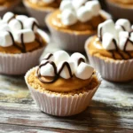 - 1 cup graham cracker crumbs - 1/4 cup granulated sugar - 1/3 cup unsalted butter (melted) - 1 cup creamy peanut butter - 1 cup mini marshmallows - 1 cup semi-sweet chocolate chips - 1 teaspoon vanilla extract - Pinch of salt To make Peanut Butter S’mores Cups, gather these simple ingredients. Each one plays a key role in building layers of flavor. The graham cracker crumbs and sugar create a sweet crust. Butter binds it all together, giving it a rich taste. Creamy peanut butter brings that iconic flavor we love. Mini marshmallows add a soft, gooey texture. Semi-sweet chocolate chips provide a sweet finish that makes this treat irresistible. A touch of vanilla extract enhances the overall flavor. Lastly, a pinch of salt balances the sweetness. This combination of ingredients makes for a fun and tasty dessert. Each bite combines crunchy, creamy, and soft textures. It’s a treat that everyone will enjoy. Prepare to impress your family and friends with these delicious cups! 1. Preheat your oven to 350°F (175°C). This helps get the cups nice and warm. 2. Line a standard muffin tin with paper liners. This makes it easy to lift the cups later. 3. In a bowl, mix 1 cup of graham cracker crumbs, 1/4 cup of sugar, and 1/3 cup of melted butter. Stir well until it looks like wet sand. 1. Take about 1 tablespoon of the mixture and press it into each muffin liner. Use the back of a spoon to make it firm. 2. Place the muffin tin in the oven. Bake for 5 minutes. This makes the crust crispy. 3. Once baked, remove the tin and let the crusts cool for a few minutes. 1. In a new bowl, mix 1 cup of creamy peanut butter, 1 teaspoon of vanilla extract, and a pinch of salt. Stir until smooth and creamy. 2. Spoon 1 tablespoon of the peanut butter mix over each crust. Spread it evenly. 3. Sprinkle mini marshmallows on top of the peanut butter. Make sure they cover it well. 4. Melt 1 cup of semi-sweet chocolate chips in a microwave-safe bowl. Heat in 30-second bursts, stirring each time until smooth. 5. Drizzle the melted chocolate over the mini marshmallows. Make sure they are shiny and covered. 6. Place the cups back into the oven for 5 minutes. Look for golden brown marshmallows. 7. Remove the muffin tin and let the cups cool for at least 10 minutes. Then, chill them in the fridge for 30 minutes. 8. After they set, gently peel away the paper liners. Enjoy your tasty Peanut Butter S’mores Cups! To make the best graham cracker crust, ensure even moisture. This helps the crust hold together. Mix the crumbs, sugar, and melted butter well. You want a wet sand texture. Use a flat-bottomed measuring cup to press the crust. This tool gives even pressure and a firm base. Avoid seized chocolate by not overheating it. Melt chocolate in short bursts. Microwave in 30-second intervals. Stir each time until smooth. If you prefer, use a double boiler. Just fill a pot with water and place a bowl on top. The steam will melt the chocolate gently. Serve these cups on a rustic wooden platter. It adds a cozy vibe to your treats. For a fun pop, use a colorful dessert stand. Garnish with extra mini marshmallows or some crushed graham crackers on top. This adds texture and looks great! {{image_4}} You can switch peanut butter for almond or cashew butter. Each nut brings a unique taste. Almond butter offers a hint of sweetness, while cashew butter is creamy and smooth. These swaps keep the recipe fun and fresh. Adding chocolate chips or peanut butter chips can enhance flavor. You can mix in a half cup of these chips into your peanut butter filling. For a twist, sprinkle in some cinnamon. Cinnamon adds warmth and depth, making each bite special. If you need a gluten-free treat, swap regular graham crackers for gluten-free ones. Many brands offer tasty options that fit this need. This change keeps the dessert inclusive, so everyone can enjoy it without worry. To keep your Peanut Butter S’mores Cups fresh, store them in the fridge. Place them in an airtight container. This way, they won’t dry out, and they’ll stay tasty. You can keep them in the fridge for about one week. If you want to save them longer, try freezing them. To freeze your Peanut Butter S’mores Cups, first let them cool completely. Then, wrap each cup in plastic wrap or foil. Place them in a freezer-safe bag or container. This helps to keep them fresh and tasty. They can stay in the freezer for up to three months. When you're ready to enjoy them, take them out of the freezer. Let them thaw in the fridge for a few hours. If you’re in a hurry, you can also let them sit at room temperature for about 30 minutes. Enjoy your delicious treat! Yes, you can make these cups ahead of time. They store well in the fridge for up to five days. Just wait until they cool down completely before storing. I like to keep them in an airtight container. This keeps them fresh and tasty. If you want to make them even earlier, you can freeze them. Just wrap each cup in plastic wrap. They will stay good for up to three months. To enjoy, thaw them in the fridge overnight before serving. Yes, you can make these cups gluten-free. Just use gluten-free graham crackers instead of regular ones. Many brands offer great options that taste just as good. You can find these in most grocery stores. Always check the labels to ensure no gluten is present. This way, everyone can enjoy these tasty treats! You can modify this recipe for different diets. For a nut-free version, use sun butter or soy nut butter instead of peanut butter. If you want a vegan option, use dairy-free chocolate chips and coconut oil instead of butter. You can also find vegan marshmallows for a complete swap. These changes let you enjoy the flavors while meeting your needs. You learned how to make delicious Peanut Butter S’mores Cups. I shared the full list of ingredients and gave you step-by-step instructions. You now have tips to perfect the crust and melt chocolate easily. The variations allow you to customize these treats based on your tastes or needs. Plus, you got storage tips for keeping them fresh. Try making these for your next gathering; they will impress everyone! Enjoy every bite of your sweet creations!