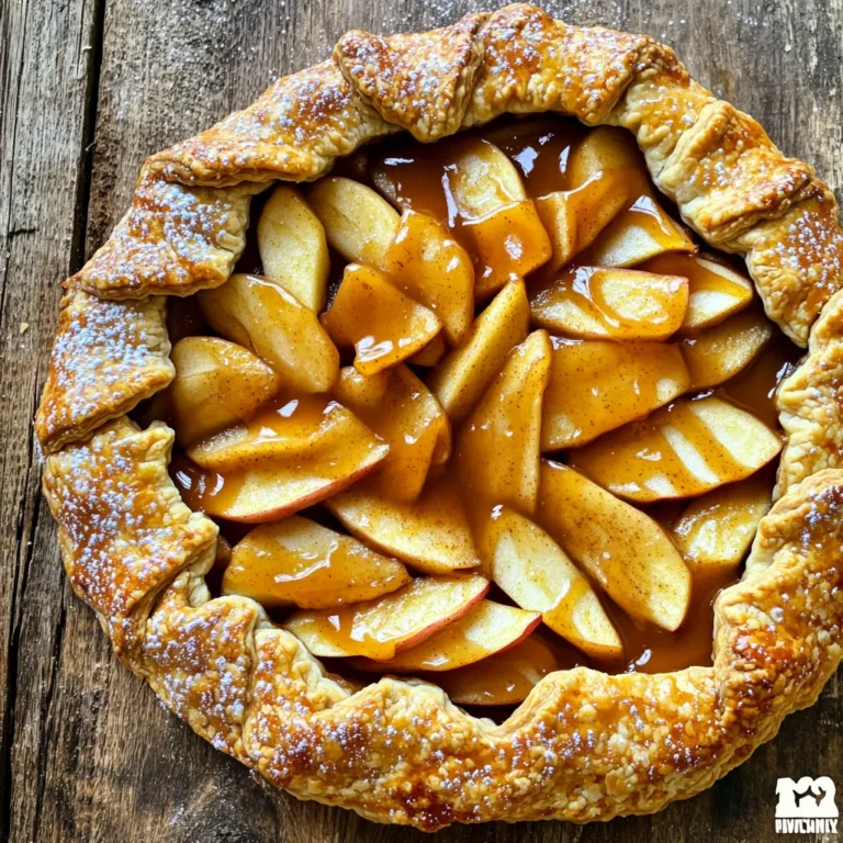 - 1 pre-made pie crust: This makes the base of our galette. You can use homemade dough, too. - 3 medium-sized apples: Choose Granny Smith or Honeycrisp for a mix of tartness and sweetness. You can also try Fuji or Gala apples if you prefer something sweeter. - 1 tablespoon fresh lemon juice: This adds brightness and helps keep the apples from browning. If you don't have lemon, lime juice works well too. - 1/2 cup packed brown sugar: Brown sugar gives a rich, caramel-like flavor. You can substitute with white sugar, but it will be less rich. - 1 teaspoon ground cinnamon: Cinnamon adds warmth and spice. You can add more if you love its flavor or try pumpkin pie spice for a twist. - 1/4 teaspoon ground nutmeg: Nutmeg complements cinnamon nicely. If you don’t have it, you can skip it or use allspice. - 1 tablespoon all-purpose flour: This helps thicken the apple juices as they cook. For a gluten-free option, use cornstarch or a gluten-free flour blend. - 1 tablespoon unsalted butter, melted: Butter adds richness to the crust. If you need a dairy-free option, use coconut oil or vegan butter. - 1/4 cup caramel sauce: Drizzling warm caramel gives a sweet finish. You can use store-bought or make your own from scratch. - 1 egg: This is for egg wash, giving the crust a golden shine. If you want a vegan option, you can use almond milk or a flax egg instead. - Optional: powdered sugar for dusting: This adds a nice touch for presentation. You can leave it out if you prefer a simpler look. Start by preheating your oven to 400°F (200°C). This high heat helps the galette bake evenly. Next, line a baking sheet with parchment paper. This keeps the galette from sticking and makes cleanup easy. In a large bowl, mix the sliced apples with lemon juice, brown sugar, cinnamon, nutmeg, and flour. Toss the apples well so they are coated with the mixture. Let them sit for about 10 minutes. This helps the flavors blend and makes the apples juicy. On a lightly floured surface, roll out the pie crust into a rough circle, about 12 inches wide. If you use a pre-made crust, it will save time. Carefully transfer the rolled dough to your prepared baking sheet. Make sure it lays flat without any tears. Spoon the apple mixture into the middle of the crust, leaving about 2 inches of space around the edge. Arrange the apple slices in a circle, overlapping them slightly. This creates a beautiful look and helps the apples cook evenly. Gently fold the edges of the crust over the apple filling. Create pleats as you fold to achieve a rustic appearance. It's okay if some apple filling shows. This adds charm to your galette. Using a pastry brush, spread the melted butter on the folded edges of the crust. This adds a rich flavor. Then, brush the top with the beaten egg. This helps the crust turn golden brown while baking. Place the galette in your preheated oven. Bake for 30-35 minutes. The apples should feel tender, and the crust should have a nice golden color. Keep an eye on it to avoid overbaking. Once the galette is baked, take it out of the oven. Drizzle the warm caramel sauce over the apple slices. Let it seep into the filling for a sweet finish. Allow the galette to cool for a few minutes. This makes it easier to slice. If you wish, dust the top with powdered sugar for a lovely touch before cutting it into wedges. Serve your Cinnamon Apple Galette warm. It tastes amazing on its own or with a scoop of vanilla ice cream. This makes for a cozy dessert experience that warms the heart. To make a great crust, keep your dough cold. Warm dough can lead to a soggy crust. Here are some tips: - Use cold butter or shortening. This keeps the dough flaky. - Avoid overworking the dough. Mix just until combined. - Chill the dough for at least 30 minutes before rolling. This helps the gluten relax, making it easier to roll out. Spices can give your galette a flavor boost. Consider adding: - A pinch of ground ginger for warmth. - A touch of allspice for depth. - Chopped nuts for crunch, like walnuts or pecans. These ingredients can bring new life to your galette. Homemade caramel is easy and adds rich flavor. Here’s a quick recipe: 1. Ingredients: - 1 cup granulated sugar - 6 tablespoons unsalted butter, cut into pieces - 1/2 cup heavy cream - Pinch of salt 2. Instructions: - In a medium pot, heat the sugar over medium heat. - Stir until it melts and turns a deep amber color. - Add the butter and stir until melted. - Slowly pour in the cream while stirring. Be careful, as it may bubble. - Add a pinch of salt and let it cool. This caramel sauce will elevate your galette to a new level of deliciousness! {{image_4}} Choosing the right apple is key. Different apples give unique flavors and textures. I love using Granny Smith apples for their tartness. They balance the sweet caramel well. Honeycrisp apples are also great. They add a nice crunch and sweetness. You can mix apples too. Try a blend for more depth in flavor. Want to add some crunch? Consider mixing in nuts like walnuts or pecans. They add a lovely texture and flavor. Chopped nuts work best. You can also toss in dried fruits. Raisins or cranberries can add sweetness and chewiness. Just be sure to adjust the sugar if you add these extras. You can easily make this galette vegan. Use plant-based butter instead of regular butter. For the crust, look for vegan pie crusts at the store. If you need a gluten-free option, use gluten-free flour for the crust. There are many good recipes online. Make sure your caramel is dairy-free too if you go vegan. This way, everyone can enjoy a slice! To keep your Cinnamon Apple Galette fresh, follow these tips: - Cool Completely: Allow the galette to cool down before storing. This helps avoid sogginess. - Wrap Tightly: Use plastic wrap or aluminum foil. This helps keep the air out. - Refrigerate: Store it in the fridge for up to three days. Make sure it’s in an airtight container. Reheating your galette can bring back its crispy crust and warm filling. Here’s how: - Oven Method: Preheat your oven to 350°F (175°C). Place the galette on a baking sheet. Heat for about 10-15 minutes. - Microwave Method: Place a slice on a microwave-safe plate. Heat for about 30 seconds. This method is quick but may make the crust softer. Enjoy your delicious galette even days later! Yes, you can use a homemade pie crust. Each option has its own benefits. A homemade crust gives you control over the ingredients. You can adjust the flavor and texture to your liking. Plus, it can taste fresher. However, making crust takes time and effort. Store-bought crust saves time and is easy to use. Just roll it out and fill it. If you’re in a hurry, go for the store-bought option. To check if the apples are done, look for a few signs. The apples should be tender and slightly soft. You can poke them with a fork for a quick check. They should also look shiny and caramelized. The crust should be golden brown, too. This shows the apples cooked well and absorbed flavors. Yes, you can freeze the galette! First, let it cool completely after baking. Then, wrap it tightly in plastic wrap or foil. Place it in an airtight container or freezer bag. It can last for about three months in the freezer. To reheat, thaw it in the fridge overnight. Bake it at 350°F (175°C) until warm. This will help keep the crust crispy. You can serve the galette with many tasty options. A scoop of vanilla ice cream pairs wonderfully. The cold ice cream melts into the warm galette, creating a great mix. Whipped cream is another lovely choice. You can also drizzle some extra caramel on top for a sweet touch. Enjoying it with coffee or tea makes it even better! In this post, we covered how to create a delicious Cinnamon Apple Galette. You learned about each ingredient's role and possible substitutes. We walked through step-by-step instructions, from prepping your baking sheet to serving warm. Helpful tips helped with achieving the perfect crust and enhancing flavors. You have the tools to make this treat your own, with variations for dietary needs and storage tips for leftovers. Now, it’s time to gather your ingredients and start baking. You’ll impress your taste buds and anyone lucky enough to share this warm delight with you.