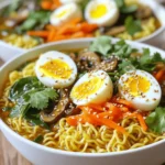 - 2 packs of instant ramen noodles - 4 cups vegetable broth - 1 cup shiitake mushrooms, sliced - 1 cup baby spinach - 1 boiled egg, halved - 2 green onions, chopped - Sesame seeds for garnish - Fresh cilantro for garnish - 1 tablespoon soy sauce - 1 tablespoon chili crisp - 1 tablespoon sesame oil Gather these items first. The instant ramen noodles cook fast and make this meal quick. I love using vegetable broth for a rich flavor. Shiitake mushrooms add a nice depth, while baby spinach offers a fresh touch. For optional toppings, a boiled egg adds creaminess. Green onions give a nice crunch, and sesame seeds add a little flair. Fresh cilantro brightens the dish and makes it look pretty. Don’t forget the seasonings! Soy sauce brings umami, while chili crisp gives heat. Sesame oil adds a nutty taste. Adjust the chili crisp to make your bowl just right for your taste. Pour 4 cups of vegetable broth into a large pot. Set the heat to medium. Bring the broth to a rolling boil. Watch it closely to prevent overboiling. This step is key for a rich flavor. Once the broth is boiling, add 2 packs of instant ramen noodles. Cook them for 3-4 minutes. Stir occasionally to keep them from sticking. This gives you the perfect noodle texture. In the last minute of cooking, add the sliced shiitake mushrooms, julienned carrot, and baby spinach. This timing helps them soften while staying fresh. Fresh veggies add great color and crunch. Decide if you want a dry or soup-like dish. Drain excess broth for a dryer bowl or leave it in for a soup. Mix in 1 tablespoon of soy sauce, 1 tablespoon of chili crisp, and 1 tablespoon of sesame oil. Stir well to combine all flavors. Remove the pot from heat. Ladle the ramen mixture into bowls. Make sure each bowl has a good mix of noodles and veggies. For garnishing, top with halved boiled eggs, chopped green onions, sesame seeds, and fresh cilantro. These add flavor and a nice look. To make your ramen bowls pop, adjust the chili crisp to your spice level. Start with one tablespoon. If you want more heat, add more. My tip is to taste as you go. This way, you control the spice. For the soy sauce, choose a high-quality brand. Brands like Kikkoman or Tamari provide deep umami flavors. They enhance the broth and balance the heat perfectly. Want to speed up prep? Chop your veggies ahead of time. Use pre-sliced shiitake mushrooms and pre-washed baby spinach. This cuts down your cooking time. Another tip: boil the broth while you chop. This way, everything is ready when you need it. For garnishing, get creative! Use halved boiled eggs, green onions, and sesame seeds. They add color and crunch. Fresh cilantro gives a pop of flavor too. Consider serving with crispy seaweed or pickled vegetables. These add texture and elevate your dish. A well-garnished bowl makes your meal more inviting and fun! {{image_4}} You can easily add protein to your spicy chili crisp ramen bowls. Chicken, tofu, or shrimp work well. Just cook the protein separately and add it to the bowl before serving. For a vegetarian twist, try using chickpeas or edamame. These options add both protein and texture. While instant ramen noodles are quick, you can use other noodles too. Rice noodles or udon noodles are excellent substitutes. If you're gluten-free, consider using rice noodles or gluten-free ramen. They will still soak up the flavors well. Homemade broth can take your ramen to the next level. You can simmer vegetables, herbs, and spices in water for a rich taste. Try adding ginger, garlic, or lemongrass for a burst of flavor. Infusing your broth with these ingredients will make it unique and delicious. To keep your Spicy Chili Crisp Ramen Bowls fresh, store them in an airtight container. This helps keep flavors intact. The broth and noodles can stay in the fridge for up to three days. If you have added vegetables, try to eat them within two days. They may lose their crunch after that. You can freeze your ramen bowls too. First, let the dish cool completely. Then, place it in a freezer-safe container. It can last for about a month. To enjoy it again, thaw it in the fridge overnight. When ready, heat it on the stove or in the microwave. Add a splash of broth if it seems dry. Store leftover vegetables and garnishes in separate containers. This way, they stay crisp. Use them within three days for the best taste. For chili crisp, keep it in a cool, dark place. This helps maintain its heat and flavor. If you notice it losing potency, it might be time to buy a fresh jar. This dish takes 15 minutes from start to finish. - Prep Time: 5 minutes - Cook Time: 10 minutes You can make this quick meal even on busy days. It’s easy to follow along and requires little prep. Yes, you can easily make this dish vegetarian or vegan. - Substitutions: Use vegetable broth instead of chicken. - Omit the boiled egg for a vegan choice. These simple swaps keep the flavor and make it fit your diet. If you lack chili crisp, don’t worry! - You can use red pepper flakes or sriracha for heat. - A mix of garlic and oil can add some flavor too. These alternatives still give a nice kick to your ramen. Adjusting the spice level is easy and fun. - Start with a small amount of chili crisp and taste. - Add more if you want a spicier kick. This way, you control the heat to match your taste buds. Yes! Fresh vegetables work great in this dish. - Try using fresh shiitake mushrooms, carrots, and spinach. - Fresh veggies will enhance the flavor and texture. Using fresh produce adds brightness and crunch to your ramen bowls. This recipe for Spicy Chili Crisp Ramen Bowls shows how easy it is to create a tasty meal. We covered key ingredients like ramen noodles, vegetable broth, and fresh veggies. Cooking tips help you prepare the dish quickly while keeping flavors vibrant. You can add proteins, use different noodles, or switch the broth for variety. Store leftovers safely to enjoy later. With these steps, you can craft your own unique ramen. Enjoy your meal and make it your own!