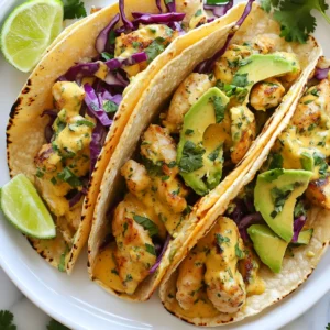 To make these tacos, you need a few key items: - 2 boneless, skinless chicken breasts, diced into bite-sized pieces - 1 can (14 oz) of full-fat coconut milk - 2 tablespoons fresh lime juice - 1 tablespoon finely grated lime zest - 8 small corn tortillas These ingredients create a juicy and creamy base for your tacos. The chicken pairs perfectly with coconut milk and lime, giving it a tropical twist. The right spices make your dish pop. Here are the ones you’ll use: - 1 teaspoon ground cumin - 1 teaspoon smoked paprika - 1 teaspoon garlic powder - ½ teaspoon cayenne pepper (or adjust to your taste) - Salt and pepper, to taste Cumin and smoked paprika add depth. Garlic powder brings out the flavor. The cayenne gives a nice kick if you like heat. Toppings bring color and crunch. Consider these: - 1 cup red cabbage, finely shredded - ½ cup fresh cilantro, chopped - 1 ripe avocado, sliced into wedges - Lime wedges, for serving The red cabbage adds a crisp texture. Cilantro gives a fresh taste. Avocado adds creaminess, while lime wedges add zesty flavor when you squeeze them on top. These toppings complete your taco experience. {{ingredient_image_2}} First, take your diced chicken breasts and place them in a large bowl. Add the can of coconut milk, fresh lime juice, and lime zest. Then, sprinkle in the ground cumin, smoked paprika, garlic powder, and cayenne pepper. Don’t forget to add salt and pepper to taste. Mix everything well so the chicken is fully coated. Cover the bowl with plastic wrap and let it sit in the fridge. I recommend marinating for at least 30 minutes. If you have time, let it marinate for up to 2 hours. This step is key for deep flavor. Next, heat a large skillet over medium heat. Once the skillet is hot, pour the marinated chicken and all the coconut sauce into the pan. Cook for about 10 to 12 minutes. Stir it occasionally to ensure even cooking. The chicken will change color and become firm. You want it to be no longer pink inside. The sauce will thicken as it cooks, creating a rich mix. Once done, remove it from the heat. While the chicken cooks, prepare your corn tortillas. Heat another skillet over low heat. Place one tortilla in the pan for about 30 seconds, then flip it. Warm each side until soft and pliable. It does not take long, so keep an eye on them. Once warm, stack the tortillas and wrap them in a clean kitchen towel. This keeps them warm and ready for filling. Now it’s time to build your tacos! Take one warm tortilla and add a generous spoonful of the coconut-lime chicken mixture to the center. Next, top it with a handful of shredded red cabbage. Then, sprinkle some fresh chopped cilantro over it. Add a few slices of creamy avocado next. Finally, serve your tacos with lime wedges on the side. Squeeze fresh lime juice over the top for a burst of flavor. Enjoy your tropical meal! To keep the chicken juicy, marinate it well. Use full-fat coconut milk for richness. Let it soak in the fridge for at least 30 minutes. This allows the flavors to blend deeply. Cook it just until it's no longer pink. Overcooking makes chicken dry. Stir it often for even cooking and to keep moisture in. Warming tortillas is easy. Use a dry skillet on low heat. Heat each tortilla for about 30 seconds on each side. This makes them soft and pliable. If you have a clean kitchen towel, wrap the tortillas in it. This keeps them warm until you're ready to serve. You can also use an oven set to low if you have many tortillas. Want to add more flavor? Try these tips. Add more lime juice for a zesty kick. You can also mix in fresh herbs like mint or basil. For heat, increase the cayenne pepper. If you like sweetness, add a pinch of sugar or honey. Each tweak makes the dish your own. Enjoy experimenting with flavors that you love! Pro Tips Marinate for Maximum Flavor: Allow the chicken to marinate for at least 30 minutes, but for best results, let it soak in the coconut milk mixture for up to 2 hours to fully absorb the flavors. Perfectly Cooked Chicken: Ensure the chicken is cooked through by checking that it reaches an internal temperature of 165°F (75°C) for safe consumption. Warm Tortillas Properly: Warm your corn tortillas in a dry skillet, as this helps to enhance their flavor and texture, making them more pliable for filling. Add Extra Crunch: For added texture, consider including toppings like diced radishes or crispy tortilla strips along with the cabbage and avocado. {{image_4}} You can change the chicken to shrimp or pork. Both options add new tastes. Use coconut milk as the base for any protein. Try adding a splash of pineapple juice for a sweet twist. You can also switch lime for lemon. This change gives a bright zing to the dish. To make tacos vegan, use jackfruit or tofu instead of chicken. Jackfruit has a meaty texture and absorbs flavors well. Marinate it just like you would the chicken. For tofu, use firm tofu and cube it before cooking. Add fresh lime juice and spices for great taste. You can make these tacos in different styles. Use lettuce wraps for a fresh, low-carb option. You can also use flour tortillas for a softer bite. Try serving the filling over rice for a taco bowl. This gives you a fun twist on the classic dish. To store leftover coconut lime chicken tacos, first let them cool down. Place the chicken mixture in an airtight container. You can keep it in the fridge for up to three days. Store the tortillas separately to avoid them getting soggy. Wrap them in foil or plastic wrap. This will help keep them fresh. When you’re ready to eat the leftovers, you have a few options. For the best taste, reheat the chicken in a skillet. Heat it over medium heat until warmed through. Stir occasionally to ensure even heating. If you prefer the microwave, place the chicken in a microwave-safe bowl. Cover it with a damp paper towel. Heat in 30-second bursts until hot. Warm the tortillas in a skillet or microwave before serving. If you want to freeze the coconut lime chicken mixture, do it right after cooking. Let it cool first, then place it in a freezer-safe container. It can last in the freezer for up to three months. When you're ready to eat, thaw it in the fridge overnight. Reheat it in a skillet, just like you would with leftovers. Then, enjoy your tasty meal! To add heat, use cayenne pepper. Start with half a teaspoon. If you want more spice, add another half teaspoon. You can also use fresh chopped jalapeños or a spicy salsa. These options give a nice kick and enhance the flavors of the dish. Yes! You can use shrimp, pork, or beef. Just adjust the cooking time. Cook shrimp for about 5-7 minutes. For pork or beef, ensure they reach the right temperature. This keeps your tacos tasty and safe to eat. Pair your tacos with rice or beans for a filling meal. A fresh salad with lime vinaigrette works well too. You can also serve some tortilla chips with salsa or guacamole. These sides add fun and flavor to your meal. Use corn tortillas, which are naturally gluten-free. Check labels on any added sauces or toppings. Ensure they are gluten-free too. This way, you can enjoy your tacos without worry. Coconut lime chicken tacos are both tasty and simple. We covered key ingredients like chicken and seasonings. I shared step-by-step cooking tips to keep the chicken juicy. Variations help everyone enjoy this dish, from vegan substitutes to spicy tweaks. Proper storage keeps leftovers fresh for later. Experiment and make it your own! Enjoy every bite and have fun creating your perfect taco.