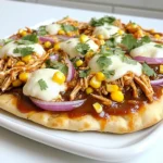 For this BBQ chicken flatbread, you will need a few key items: - 2 large flatbreads or naan - 1 cup cooked chicken, shredded - 1/2 cup BBQ sauce - 1 cup mozzarella cheese, shredded These main ingredients create a tasty base for your meal. The flatbreads serve as a perfect canvas. The shredded chicken brings protein and flavor. The BBQ sauce adds that sweet and smoky taste. Lastly, the mozzarella melts beautifully, making everything gooey and yummy. To amp up the taste, include these extras: - 1/2 red onion, thinly sliced - 1/2 cup corn (canned or fresh) - 1/4 cup fresh cilantro, chopped - Salt and pepper to taste - Olive oil for brushing These ingredients add depth and color. The red onion gives a nice crunch and sharpness. Corn adds sweetness and a fun texture. The cilantro brings freshness, while salt and pepper boost all the flavors. Olive oil helps create a crispy crust. Feel free to customize your flatbread with these options: - Sliced jalapeños for heat - Avocado for creaminess - Different cheeses like cheddar or gouda - Your favorite vegetables like bell peppers or spinach These optional ingredients let you make the recipe your own. Add spice with jalapeños or creaminess with avocado. Using different cheeses can change the flavor profile. Adding veggies boosts nutrition and adds color. Enjoy experimenting with your flavors! Start by preheating your oven to 400°F (200°C). This temperature ensures your flatbreads will be crispy and delicious. While the oven heats, lay out your flatbreads or naan on a baking sheet lined with parchment paper. This step makes cleanup easier later. Lightly brush olive oil on each flatbread. This adds flavor and helps with crispiness. In a medium bowl, mix the shredded chicken with the BBQ sauce. Use your hands or a spoon to coat every piece of chicken well. This sauce gives the chicken a smoky flavor. Once mixed, set it aside so the flavors can blend. Spread the saucy chicken evenly over the flatbreads. Make sure each bite has that tasty BBQ chicken flavor. Next, sprinkle the shredded mozzarella cheese on top. This will melt and become gooey during baking. Then, add the thinly sliced red onion and corn. These ingredients add color and sweetness to your flatbread. Season with salt and pepper to enhance the flavors. Now, slide the baking sheet into the oven. Bake for 12 to 15 minutes. Watch closely as the cheese melts and the edges turn golden-brown. To get perfectly crispy flatbreads, make sure to brush the oil evenly. Don't overload the flatbread with toppings; this helps them cook evenly. You’ll know the flatbreads are ready when the cheese bubbles and the edges are golden. Let them cool for a few minutes after baking. This makes cutting them easier. Before serving, add fresh cilantro on top for a burst of flavor. Now, slice them into pieces and enjoy! To cook chicken perfectly, start with fresh or thawed meat. Make sure the chicken is fully cooked. The safe internal temperature for chicken is 165°F (75°C). You can use a meat thermometer for this. Shredded chicken works best for flatbreads. You can use rotisserie chicken for a quick option. Just shred it and mix it with the BBQ sauce. You can make your flatbread unique by adding toppings. Try adding bell peppers or jalapeños for extra flavor. You can swap mozzarella for sharp cheddar or pepper jack cheese. If you want a healthier version, add spinach or kale. For a sweeter taste, consider adding pineapple chunks. The options are endless, so feel free to explore! Serve your BBQ chicken flatbread on a wooden board for a rustic look. A small bowl of extra BBQ sauce makes a great dip. Pair it with a fresh salad for balance. You can also serve it with chips or a veggie platter. This meal is perfect for game day or a casual dinner with friends. Enjoy your tasty creation! {{image_4}} You can add veggies to your BBQ chicken flatbread for extra flavor and crunch. Use bell peppers, zucchini, or spinach. Slice the veggies thinly and spread them on top of the cheese. This adds color and nutrition to your meal. If you like heat, try a spicy BBQ chicken flatbread. Mix some hot sauce into the BBQ sauce. You can also sprinkle some red pepper flakes on top before baking. This gives the flatbread a nice kick that pairs well with the sweet BBQ flavor. For a vegetarian twist, swap out the chicken with grilled mushrooms or eggplant. You can also use black beans or chickpeas for protein. Top with your favorite veggies, like onions and peppers. Drizzle with BBQ sauce for a tasty meat-free option. To keep your BBQ chicken flatbread fresh, let it cool first. Wrap each flatbread tightly in plastic wrap or foil. Place them in an airtight container. This way, they stay tasty for up to three days in the fridge. When you want to enjoy your leftovers, preheat your oven to 350°F (175°C). Place the flatbreads on a baking sheet. Heat them for about 10-12 minutes. This will help the cheese melt again and the flatbread crisp up nicely. You can also use a microwave, but it may not be as crispy. If you want to save flatbreads for later, wrap them tightly in plastic wrap. Then, place them in a freezer-safe bag. They can stay fresh for up to three months. When you’re ready to eat, thaw them in the fridge overnight. Then, reheat as mentioned above. Yes, you can make BBQ chicken flatbread ahead of time. Prepare the flatbreads and store them in the fridge. Just assemble them, but don’t bake yet. You can bake them later when you are ready to eat. This saves time and makes serving easier. The best BBQ sauces depend on your taste. Use a sweet sauce for a tasty blend. A tangy sauce adds a nice kick. A smoky sauce gives depth to the flavor. Try your favorite brand or homemade sauce for the best results. Making homemade flatbreads is simple. You need flour, water, salt, and yeast. Mix the dry ingredients first. Then add water to form a dough. Knead it well and let it rise. Roll it out and cook on a hot pan for a few minutes on each side. Yes, you can use other cheeses for BBQ chicken flatbread. Cheddar cheese offers a sharp flavor. Gouda adds a rich, smoky taste. Feta brings a tangy touch. Mix and match to find your favorite combination! Yes, there are gluten-free options for flatbreads. Use gluten-free flour blends or store-bought gluten-free flatbreads. You can also make cauliflower flatbreads as a healthy choice. Just ensure all other ingredients are gluten-free as well. This blog covered all you need for BBQ chicken flatbreads. We explored main and extra ingredients, step-by-step cooking, and tips for success. You can customize the flatbreads to fit your taste. Remember to store leftovers the right way and enjoy them later. With this guide, you can make a fun meal that everyone will love. Happy cooking!