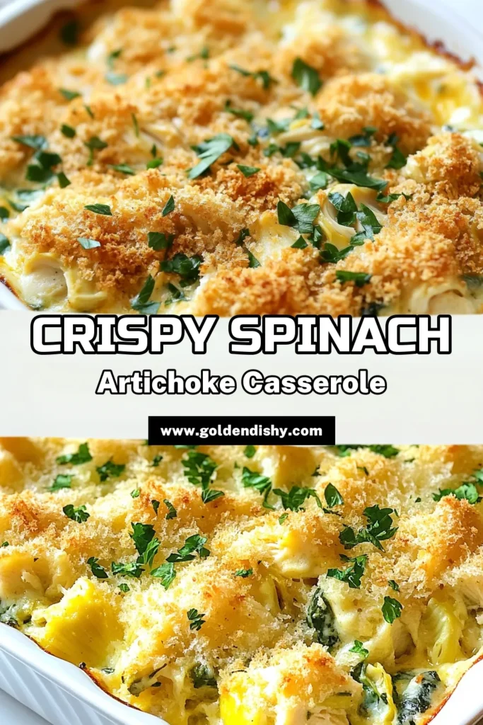 Indulge in this delicious Spinach Artichoke Chicken Casserole, a creamy chicken casserole recipe that's perfect for cozy nights. This baked spinach artichoke dish combines tender chicken, artichokes, and spinach with a rich, cheesy sauce for ultimate comfort. Discover how easy this chicken casserole can be to prepare! Save this recipe for your next family dinner! #SpinachArtichokeChickenCasserole #ComfortFood #EasyCasserole #ChickenRecipes
