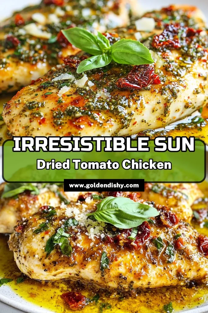 Discover the deliciousness of Sun-Dried Tomato Pesto Chicken, a perfect blend of flavors for an Italian chicken dinner. This easy chicken recipe combines tender baked chicken breasts with rich sun-dried tomato pesto for a mouthwatering meal. Ideal for busy weeknights, it pairs beautifully with pasta or salad. Try this baked chicken breast recipe today and elevate your dinner game! Save this recipe! #SunDriedTomatoPestoChicken #EasyChickenRecipes #BasilPestoChicken #ItalianDinner