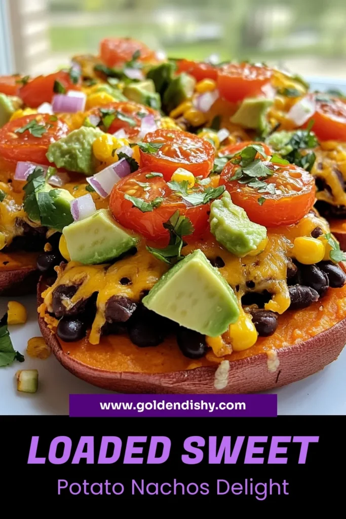 Indulge in a delicious twist with these loaded sweet potato nachos! Perfect for savory snacking, this healthy nacho recipe features roasted sweet potatoes topped with melted cheese, black beans, corn, and fresh veggies. Whether you’re vegan or simply looking for the best nacho toppings, this dish is sure to impress. Try these healthy nachos with cheese today! Save the recipe for your next gathering! #LoadedSweetPotatoNachos #SavoryNachoRecipes #HealthyNachos #VeganSweetPotatoNachos
