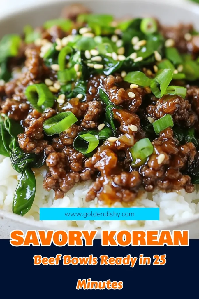 Indulge in these delicious Korean Beef Bowls, a savory Korean recipe that's perfect for a quick weeknight meal! This easy Asian dinner features a flavorful ground beef stir fry combined with fresh greens and served over jasmine or cauliflower rice. Enjoy a healthy Korean meal that's ready in just 25 minutes. Try this recipe today for a feast that satisfies! Save it for later! #KoreanBeefBowls #EasyAsianDinner #HealthyMeal #GroundBeefStirFry