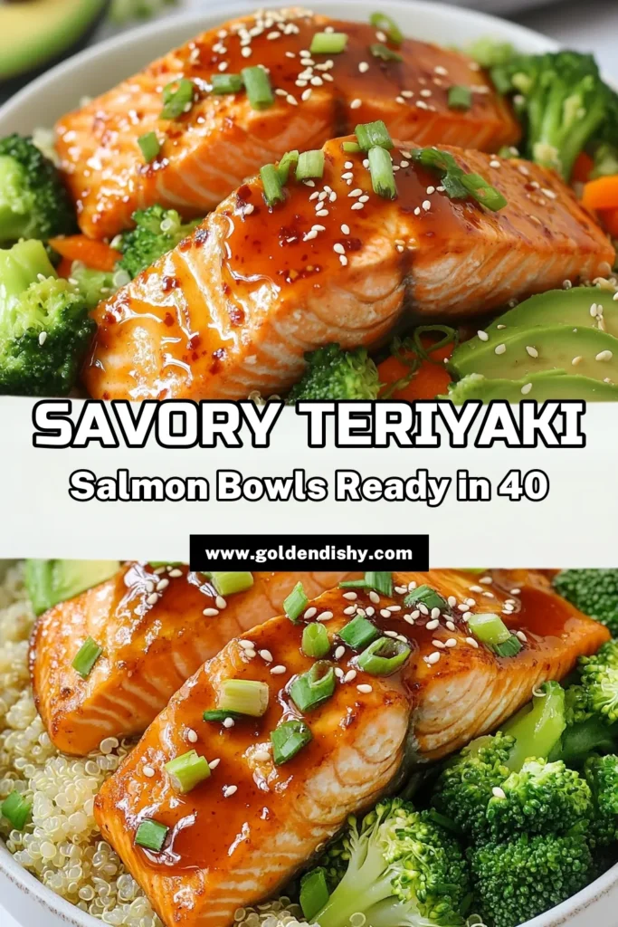 Discover a delicious Teriyaki Salmon Bowl recipe that's perfect for healthy meal prep! This easy teriyaki salmon dish combines flavorful marinated salmon with a base of quinoa or brown rice, steamed veggies, and creamy avocado for a nutritious salmon bowl. Perfect for busy evenings or wholesome lunches, this quinoa and salmon recipe is a must-try. Save this recipe to enjoy these vibrant bowls anytime! #TeriyakiSalmonBowl #HealthySalmonBowl #MealPrep #QuickRecipes