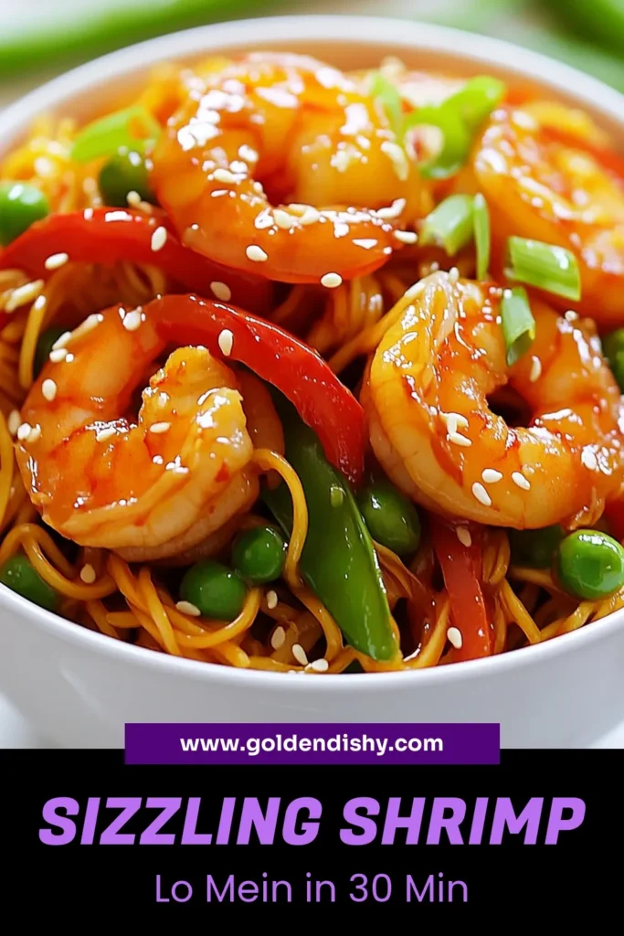 Indulge in this sizzling shrimp lo mein, a quick shrimp stir-fry that elevates your dinner! This spicy shrimp noodles recipe combines large shrimp with vibrant veggies for a perfect lo mein with shrimp and vegetables. With a delicious chili garlic shrimp recipe, it's ready in just 30 minutes. Try this tasty dish tonight and enjoy a flavorful meal that will impress! Save this recipe for easy access! #ShrimpLoMein #QuickDinner #SpicyNoodles #ChineseCuisine