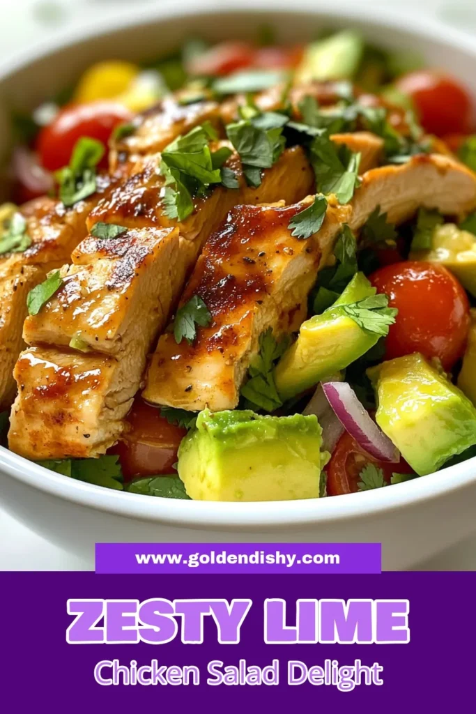 Discover the refreshing flavors of our Zesty Lime Chicken Avocado Salad! This Avocado Chicken Salad Recipe combines juicy chicken, creamy avocados, and a Healthy Lime Dressing Recipe that’s zesty and delicious. Perfect for a quick meal, this Easy Chicken Salad is packed with nutrients and fresh ingredients. Enjoy a fresh avocado salad that’s sure to impress your family and friends. Pin this recipe for a healthy feast! #HealthyRecipes #ChickenSalad #Avocado #LimeDressing