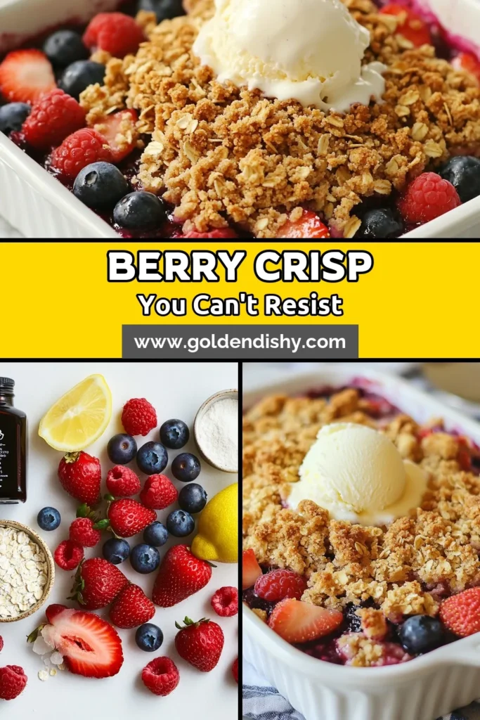 Looking for a delicious and easy fruit crisp? Try this triple berry crisp recipe that highlights the best summer fruits! Juicy strawberries, blueberries, and raspberries come together in this healthy berry dessert that's perfect for any gathering. With just 40 minutes to prep and bake, you'll treat your friends and family to a delightful berry dessert that’s both satisfying and wholesome. Save this easy summer fruit crisp for your next dessert! #BerryDessert #HealthyDessert #FruitCrisp #SummerTreats
