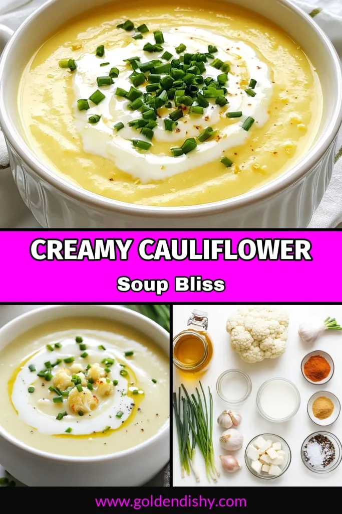 Discover the ultimate creamy cauliflower soup with this easy roasted cauliflower soup recipe! This vegan cauliflower soup is not only delicious but also fits perfectly into your healthy soup recipes collection. Whip it up in just about an hour and enjoy a bowl of comfort. Perfect for lunch or dinner, you'll love the rich flavors from roasted cauliflower and spices. Save this recipe for your next cozy night in! #CreamyCauliflowerSoup #VeganSoup #HealthySoupRecipes #EasyVegetableSoup
