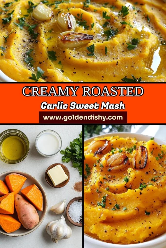 Indulge in this Roasted Garlic Sweet Potato Mash, a creamy sweet potato recipe that’s not only delicious but also a healthy side dish perfect for any meal. This dairy-free sweet potato mash is made with roasted garlic for an incredible flavor that will elevate your dining experience. Try this garlic mashed sweet potatoes recipe today and impress your guests! Save this for your next meal inspiration! #HealthyRecipes #SweetPotatoMash #DairyFree #ComfortFood