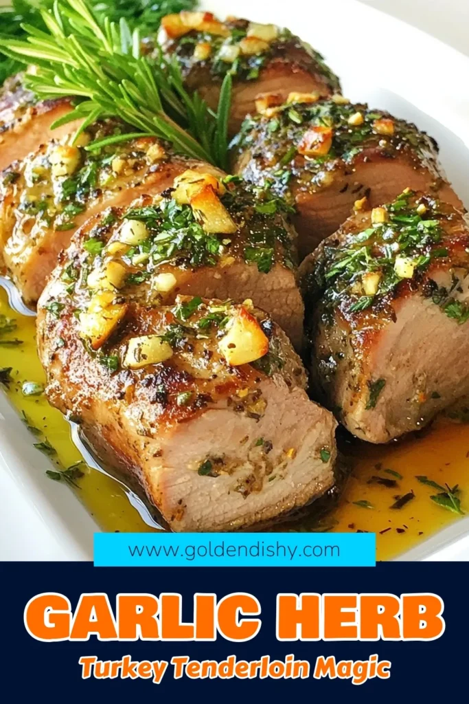 Discover the ultimate Garlic Herb Turkey Tenderloin recipe for an easy turkey tenderloin dinner that’s packed with flavor! This roasted turkey tenderloin with garlic, rosemary, and thyme is perfect for a healthy turkey tenderloin meal that your family will love. Impress your guests with this flavorful turkey tenderloin dish that's simple to make. Click to save this delicious recipe and elevate your weeknight meals! #TurkeyTenderloin #HealthyDinner #EasyRecipes #FlavorfulMeals