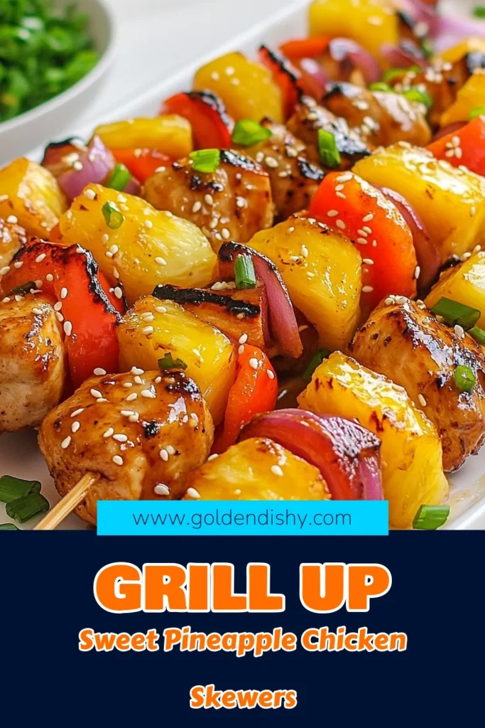 Discover the deliciousness of Pineapple Teriyaki Chicken Skewers, the ultimate grilled chicken skewers recipe for your summer grilling. These easy teriyaki chicken skewers are perfect for gatherings, packed with juicy marinated chicken, fresh pineapple, and vibrant veggies. Elevate your BBQ game and impress your guests with this mouthwatering dish. Try this recipe today and make your summer unforgettable! #GrilledChicken #TeriyakiSkewers #EasyRecipes #BBQ