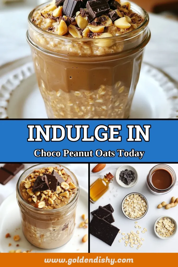 Start your day right with this delicious overnight oats recipe featuring chocolate and peanut butter! Our Choco Peanut Butter Oats are quick to prepare and perfect for busy mornings. Packed with nutrients, this vegan overnight oats option is a healthy breakfast idea that satisfies your sweet tooth. Discover how to whip up these delightful chocolate peanut butter recipes that everyone will love. Save this recipe for your next breakfast! #HealthyBreakfast #VeganRecipes #OvernightOats #ChocolatePeanutButter