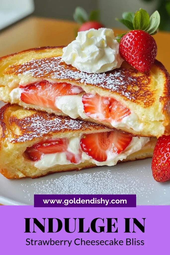 Indulge in the ultimate brunch delight with this Strawberry Cheesecake French Toast recipe! This easy breakfast recipe features brioche bread filled with a creamy cheesecake mixture and fresh strawberries, creating a decadent twist on classic French toast. Perfect for any occasion, this Cream Cheese French Toast will amaze your taste buds. Try it today, and don’t forget to save for later! #FrenchToastRecipe #EasyBreakfastRecipes #BrunchIdeas #StrawberryCheesecake