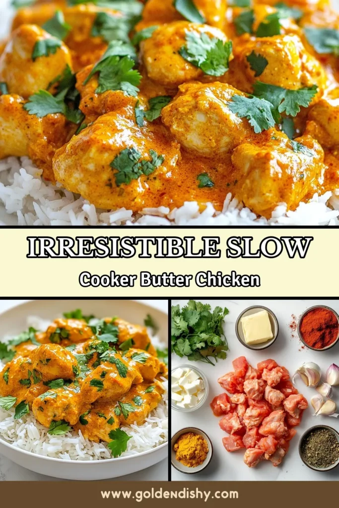 Discover the ultimate slow cooker butter chicken recipe that brings the flavors of Indian butter chicken right to your dinner table! This easy butter chicken recipe features tender chicken thighs simmered in a creamy chicken curry sauce made with coconut milk and spices. Perfect for busy nights, it’s one of the best crockpot chicken recipes you'll find. Save and try this delicious meal tonight! #SlowCookerButterChicken #EasyButterChickenRecipe #IndianButterChicken #CrockpotChickenRecipes