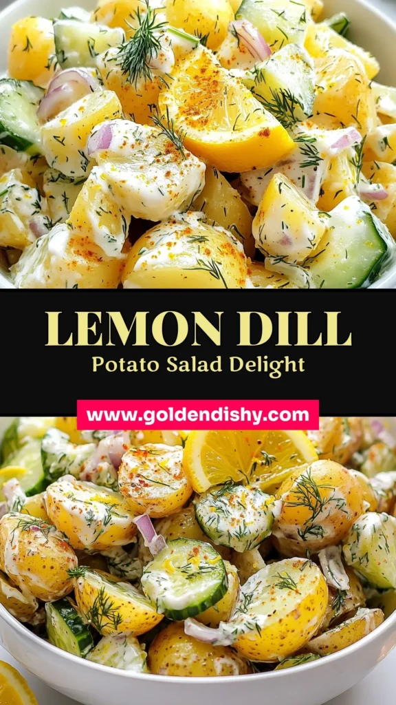Discover the perfect summer side dish with this refreshing Lemon Dill Potato Salad! This creamy potato salad recipe features Greek yogurt for a lighter twist and is packed with flavor. Easy to make, it's ideal for picnics or BBQs. Whip up this delicious lemon dill potato salad that combines tender potatoes, fresh dill, and zesty dressing. Don't miss out – save this easy potato salad recipe for your next gathering! #LemonDillPotatoSalad #EasyPotatoSalad #SummerSideDishes #CreamyPotatoSalad