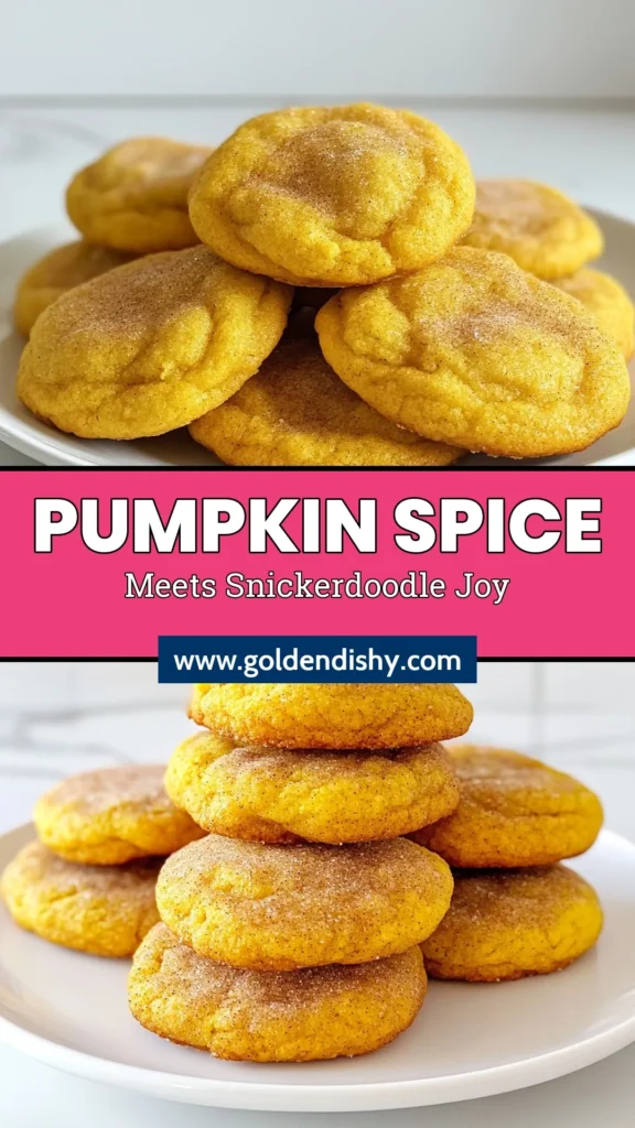 Bake up a batch of Snickerdoodle pumpkin cookies with this easy pumpkin cookie recipe! Combining the warm flavors of cinnamon sugar cookies and pumpkin spice, these fall cookie recipes are perfect for autumn gatherings. Enjoy delightful bites that melt in your mouth. Try this recipe for quick and delicious pumpkin desserts that the whole family will love. Save this pin and start baking today! #SnickerdoodlePumpkinCookies #PumpkinCookieRecipe #FallCookieRecipes #EasyPumpkinDesserts