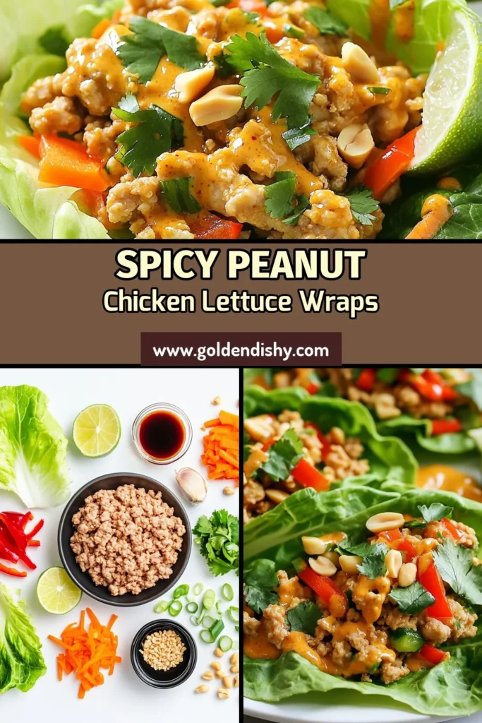 Indulge in these spicy peanut chicken wraps, a delicious and healthy chicken recipe perfect for any quick dinner idea. This lettuce wraps recipe features ground chicken, fresh veggies, and a flavorful peanut sauce that will elevate your meal. In just 30 minutes, you can create a dish that's both nutritious and packed with flavor. Try this easy recipe tonight! Save it for later! #HealthyRecipes #QuickDinnerIdeas #LettuceWraps #GroundChickenDishes