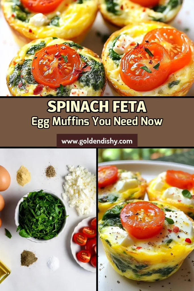 Start your day with these delicious Spinach Feta Egg Muffins, perfect for a healthy breakfast! These easy egg muffins are not just tasty; they’re ideal for meal prep. Packed with fresh spinach, crumbled feta, and cherry tomatoes, this spinach feta breakfast recipe is sure to impress. Bake a batch and enjoy nutritious breakfasts all week long! Click to discover the full recipe and save it for later! #HealthyBreakfast #EasyRecipes #MealPrep #SpinachFetaMuffins
