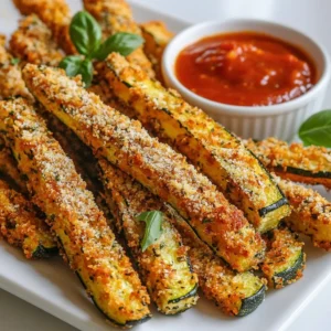 - 3 medium zucchinis, cut into fry-shaped sticks - 1 cup breadcrumbs (panko recommended for maximum crunch) - 1/2 cup freshly grated Parmesan cheese - 1 teaspoon garlic powder - 1 teaspoon onion powder - 1 teaspoon dried oregano - 1 teaspoon dried basil - Salt and freshly cracked black pepper to taste - 2 large eggs - 1 tablespoon extra-virgin olive oil I love using fresh, high-quality ingredients for my Parmesan herb zucchini fries. The zucchinis are the star of this dish. Choose medium-sized zucchinis for the best texture. They should be firm and bright. Next, I recommend using panko breadcrumbs. They add an amazing crunch. The Parmesan cheese gives a rich, savory flavor. Grate it fresh for the best results. The spices are simple but make a big impact. Garlic powder and onion powder add depth. Oregano and basil bring that classic Italian taste. Salt and pepper balance all the flavors. Binding is key for keeping the coating on. The eggs create a perfect layer for the breadcrumbs to stick. A drizzle of extra-virgin olive oil adds flavor and helps with browning. These ingredients come together to create a snack that is both delicious and healthy. They are perfect for dipping or as a side dish. {{ingredient_image_2}} - Preheat oven to 425&deg;F (220&deg;C). This step is key for crispiness. - Line the baking sheet with parchment paper. This helps to avoid sticking. - In a shallow bowl, combine breadcrumbs and Parmesan cheese. I love using panko for extra crunch. - Add garlic powder, onion powder, oregano, and basil. Mix well to combine all flavors. - In another bowl, whisk the eggs. This will make a smooth egg wash. - Take each zucchini stick and dip it in the egg wash first. Let any excess egg drip off. - Then, coat the zucchini in the breadcrumb mixture. Press gently so the crumbs stick well. - Arrange the coated zucchini fries on the baking sheet. Space them evenly for crispiness. - Drizzle olive oil over the fries. This helps them get golden and crunchy. - Bake for 20-25 minutes, turning the fries halfway through. They should be golden brown and crispy when done. - Use panko breadcrumbs for extra crunch. They create a light, airy texture. - Drizzle olive oil evenly over fries. This helps them brown and adds flavor. - Consider adding chili flakes for heat. They give a nice kick to the fries. - Try different herbs for variation. Fresh thyme or rosemary can change the taste. - To ensure even cooking, space the fries well on the baking sheet. This allows air to flow around them. - To avoid soggy fries, make sure to coat the zucchini sticks well. Excess moisture can lead to a soft texture. Pro Tips Choose the Right Zucchini: Opt for medium-sized zucchinis for the best texture and flavor. Smaller zucchinis can be too watery, while larger ones can be tough. Experiment with Seasoning: Feel free to add your favorite spices or herbs to the breadcrumb mixture for a personalized touch. Paprika or cayenne can add a nice kick! For Extra Crunch: Consider double-dipping the zucchini fries in the egg wash and breadcrumb mixture for a thicker crust that crisps up beautifully. Storage Tips: Leftover zucchini fries can be stored in an airtight container in the fridge for up to 3 days. Reheat in the oven to maintain crispiness. {{image_4}} You can easily change up the flavor of your zucchini fries. For an Italian twist, add more herbs. Try mixing in thyme, rosemary, or parsley. These herbs enrich the taste and give a fragrant aroma. If you like heat, consider making spicy zucchini fries. Simply add cayenne pepper or paprika to the breadcrumb mix. This adds a kick that pairs well with the cheesy flavor. When serving your zucchini fries, dips make a big difference. Marinara sauce is a classic choice. Its tangy flavor complements the cheese. Garlic aioli is another great dip. It adds creaminess and a rich garlic taste. For main dishes, consider serving them with grilled chicken or fish. They also pair well with burgers or sandwiches. If you need a gluten-free option, no problem! You can substitute regular breadcrumbs with gluten-free breadcrumbs. Make sure to check the labels for any hidden gluten. This way, everyone can enjoy these delicious fries without worry. To keep your Parmesan herb zucchini fries fresh, store leftovers in the fridge. Place them in an airtight container. This helps to keep them crisp for about three days. If you want to freeze them, do it before cooking. Lay the uncooked fries on a baking sheet, freeze for a few hours, then put them in a freezer bag. They will stay fresh for up to two months. To reheat your fries and keep them crispy, use an oven or air fryer. Preheat your oven to 400&deg;F (200&deg;C). Place the fries on a baking sheet and heat for about 10 minutes. In an air fryer, set it to 350&deg;F (175&deg;C) and cook for about 5-7 minutes. This way, you maintain that delightful crunch. To make zucchini fries crispy, use panko breadcrumbs. They give a great crunch. You should also ensure you coat each fry well with the egg wash. This helps the breadcrumbs stick better. Drizzle olive oil evenly over the fries before baking. Bake at 425&deg;F for 20-25 minutes. Turn them halfway through to brown evenly. Let them cool for a few minutes after baking. This helps them firm up and stay crisp. Yes, you can prepare zucchini fries in advance. Cut the zucchini and coat them as instructed. Lay them on the baking sheet and cover with plastic wrap. Store them in the fridge for up to a day. You can also freeze uncooked fries. Just place them in a single layer on a baking sheet, freeze until solid, and then transfer to a bag. When ready, bake them from frozen; just add a few extra minutes to the cooking time. Zucchini fries are a healthy snack option. Zucchini is low in calories and high in water content. It offers vitamins A and C, which are good for your skin and eyes. The fiber in zucchini helps with digestion. Using a small amount of olive oil keeps the dish light. The Parmesan cheese adds flavor without needing much. Overall, these fries are a tasty way to enjoy veggies! You now have all the key steps to make delicious zucchini fries. Remember to choose fresh zucchinis and the right spices for great flavor. With tips on crispiness and variations, you can customize this dish to fit your taste. Zucchini fries are a tasty snack or side that&rsquo;s also healthy. Try pairing them with your favorite dips for a perfect treat. I hope you enjoy making and sharing these fries as much as I do!