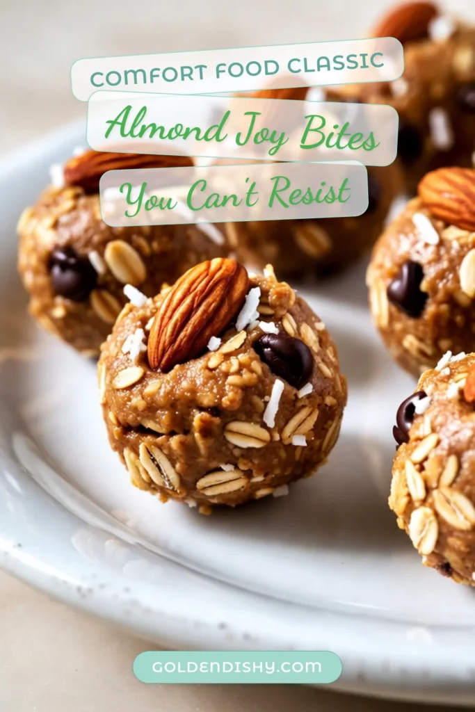 Satisfy your sweet tooth with these delightful Almond Joy Energy Bites! This no-bake energy bites recipe combines almond butter, chocolate, and coconut for a healthy chocolate coconut snack that's packed with flavor. Perfect for a quick pick-me-up, these almond butter energy balls are easy to make and store well. Try this easy energy bites recipe today and enjoy healthy snacking guilt-free! Save your favorites! #AlmondJoyEnergyBites #NoBake #HealthySnacks #EnergyBites