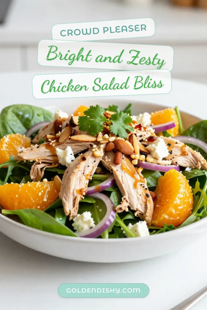 Discover the perfect blend of flavors with this Mandarin Orange Chicken Salad! Featuring tender chicken, sweet mandarin oranges, and crunchy almonds, this vibrant dish is a must-try for your summer meals. Toss it all with a delicious sesame ginger dressing for a healthy salad recipe that’s quick and easy. Dive into this refreshing option for your next gathering! Save this recipe and enjoy healthy summer salads all season long! #MandarinOrangeChickenSalad #ChickenSaladRecipes #HealthySaladRecipes #EasySummerSalads