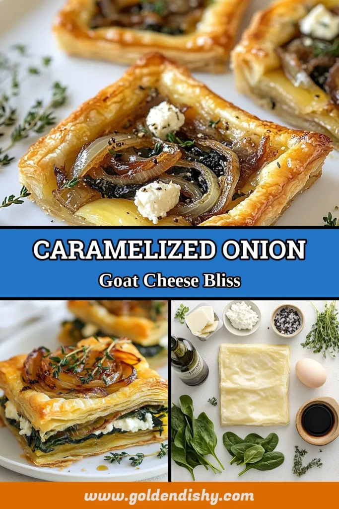 Discover the delightful Caramelized Onion Goat Cheese Tart, an easy savory tart that’s perfect for any occasion! This puff pastry tart recipe features sweet caramelized onions, creamy goat cheese, and fresh spinach for a mouthwatering twist on goat cheese recipes. Impress your guests with this simple yet elegant dish. Click for the full recipe and enjoy a delicious bite! #CaramelizedOnions #GoatCheeseRecipes #SavoryTart #PuffPastry
