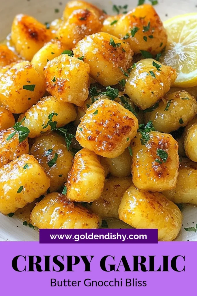 Discover the deliciousness of crispy garlic butter gnocchi, the perfect easy gnocchi dinner! This potato gnocchi recipe features a rich garlic butter sauce for gnocchi, enhanced with fresh parsley and oregano for a burst of flavor. In just 20 minutes, you'll have a crispy, golden dish that's perfect for any occasion. Try it tonight and impress your family! Save this recipe for a delightful meal! #GnocchiRecipe #EasyDinner #GarlicButter #ComfortFood