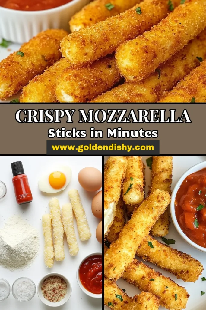 Indulge in the ultimate snack with these easy air fryer mozzarella sticks! This crispy cheese sticks recipe is perfect for anyone craving golden brown mozzarella sticks. Homemade mozzarella sticks come together effortlessly in just a few steps. Enjoy their gooey, cheesy center, expertly breaded and air-fried to perfection. Ready to impress your friends and family? Pin this recipe and make your own delicious crispy mozzarella sticks today! #AirFryerRecipes #CheeseLovers #SnackIdeas #EasyRecipes