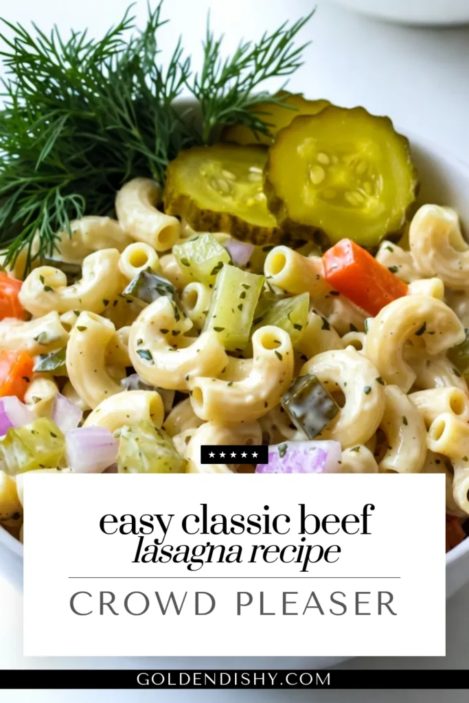 Looking for a refreshing dish that’s perfect for summer? Try this delightful dill pickle pasta salad! This easy pasta salad recipe combines elbow macaroni, crunchy vegetables, and a creamy dill salad dressing, making it an ideal quick side dish recipe for BBQs and picnics. With every bite, you’ll love the zesty flavor! Make this creamy dill salad for your next gathering. Save this recipe now! #DillPicklePastaSalad #SummerPastaSalad #QuickSideDish #EasyPastaSaladRecipes