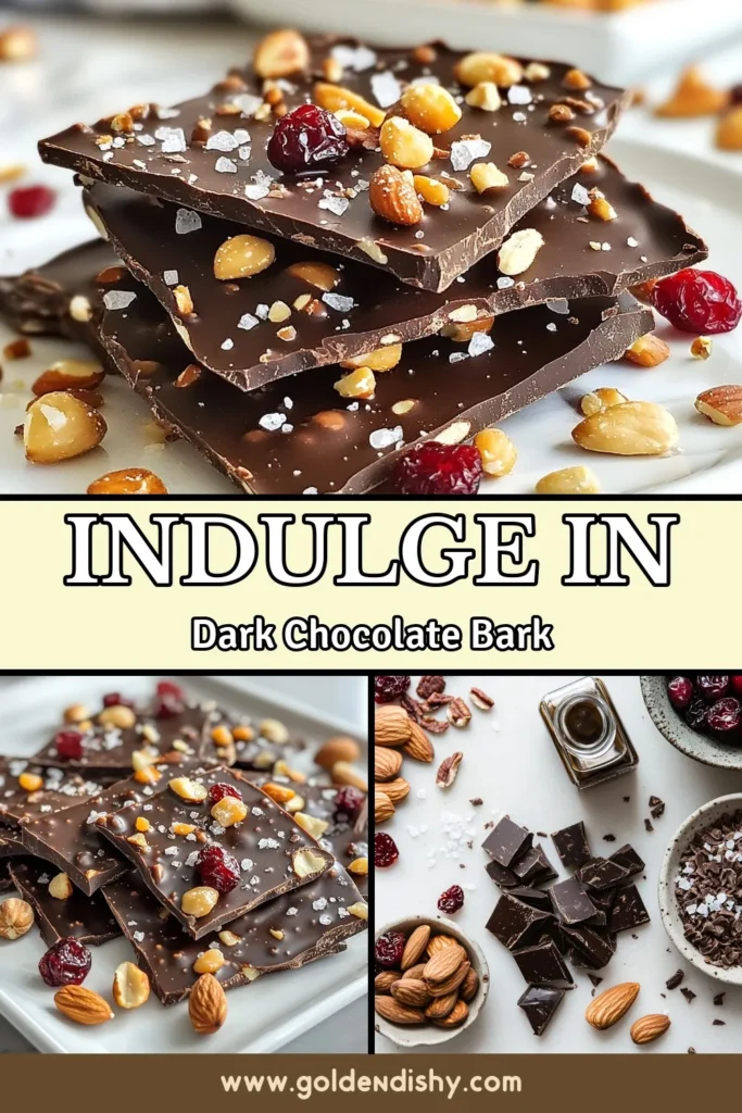 Indulge in the deliciousness of homemade chocolate treats with this easy dark chocolate sea salt bark recipe. Perfect for satisfying your sweet tooth, this chocolate nut bark recipe combines rich dark chocolate, crunchy mixed nuts, and a sprinkle of sea salt for a delightful contrast. Enjoy this healthy chocolate snack anytime! Click for this simple recipe and elevate your dessert game! #DarkChocolateBark #ChocolateRecipes #HealthySnacks #DessertIdeas