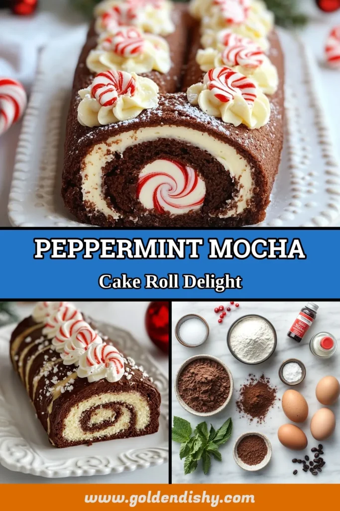 Indulge in the festive spirit with this irresistible Peppermint Mocha Cake Roll, a perfect addition to your holiday dessert recipe lineup. This easy cake roll recipe combines the rich flavors of chocolate and peppermint for a delightful treat that everyone will love. With a beautiful swirl and a light whipped cream filling, it's the ultimate chocolate peppermint roll for your celebrations. Save this recipe and impress your friends! #PeppermintMocha #HolidayDessert #ChocolatePeppermint #CakeRoll